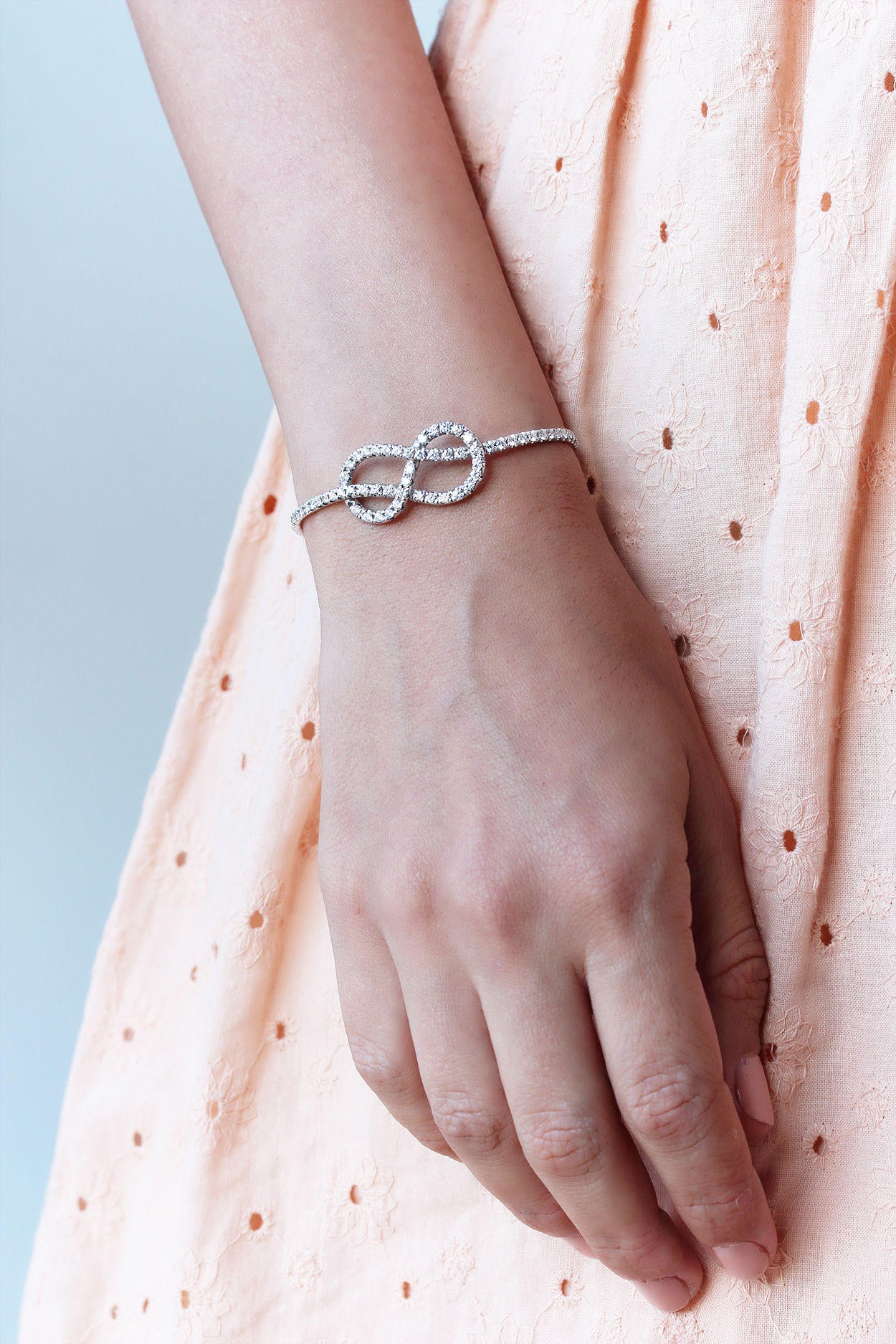 Infinity Knot Diamond Cuff Bangle - sillyshinydiamonds