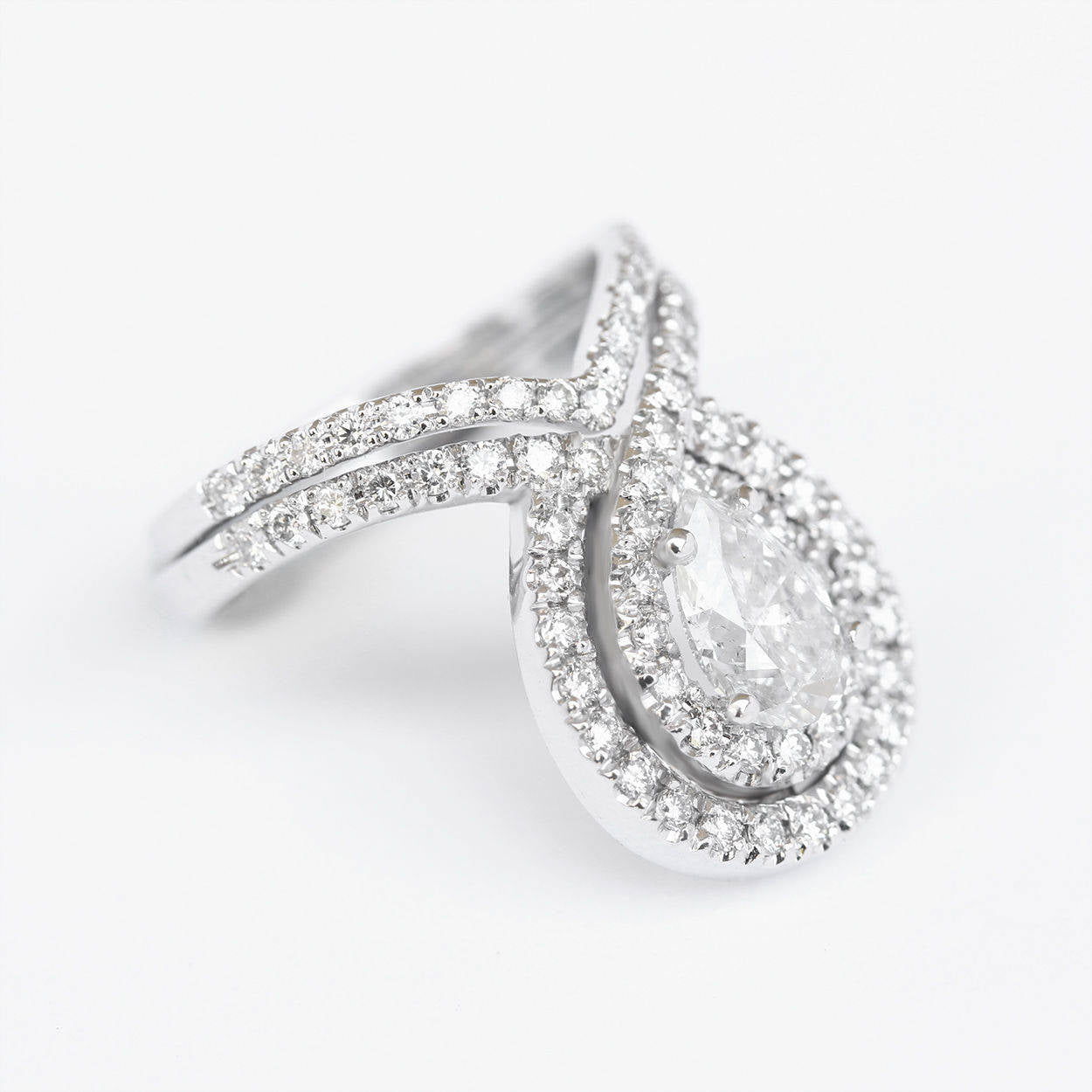 Double Bliss Pear Diamond Eagagement Rings set - sillyshinydiamonds
