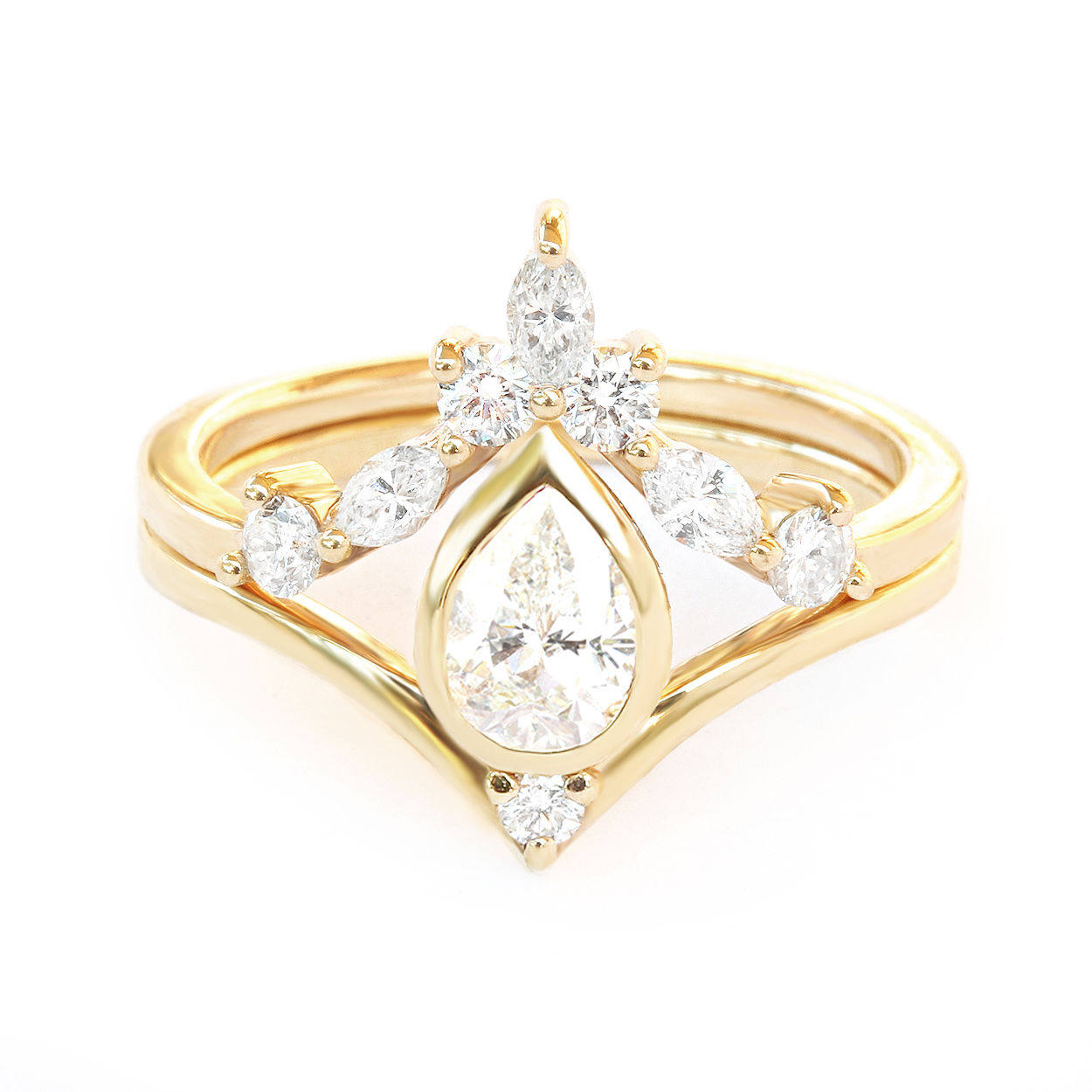 Bindi & Hermes Pear diamond engagement rings set - sillyshinydiamonds