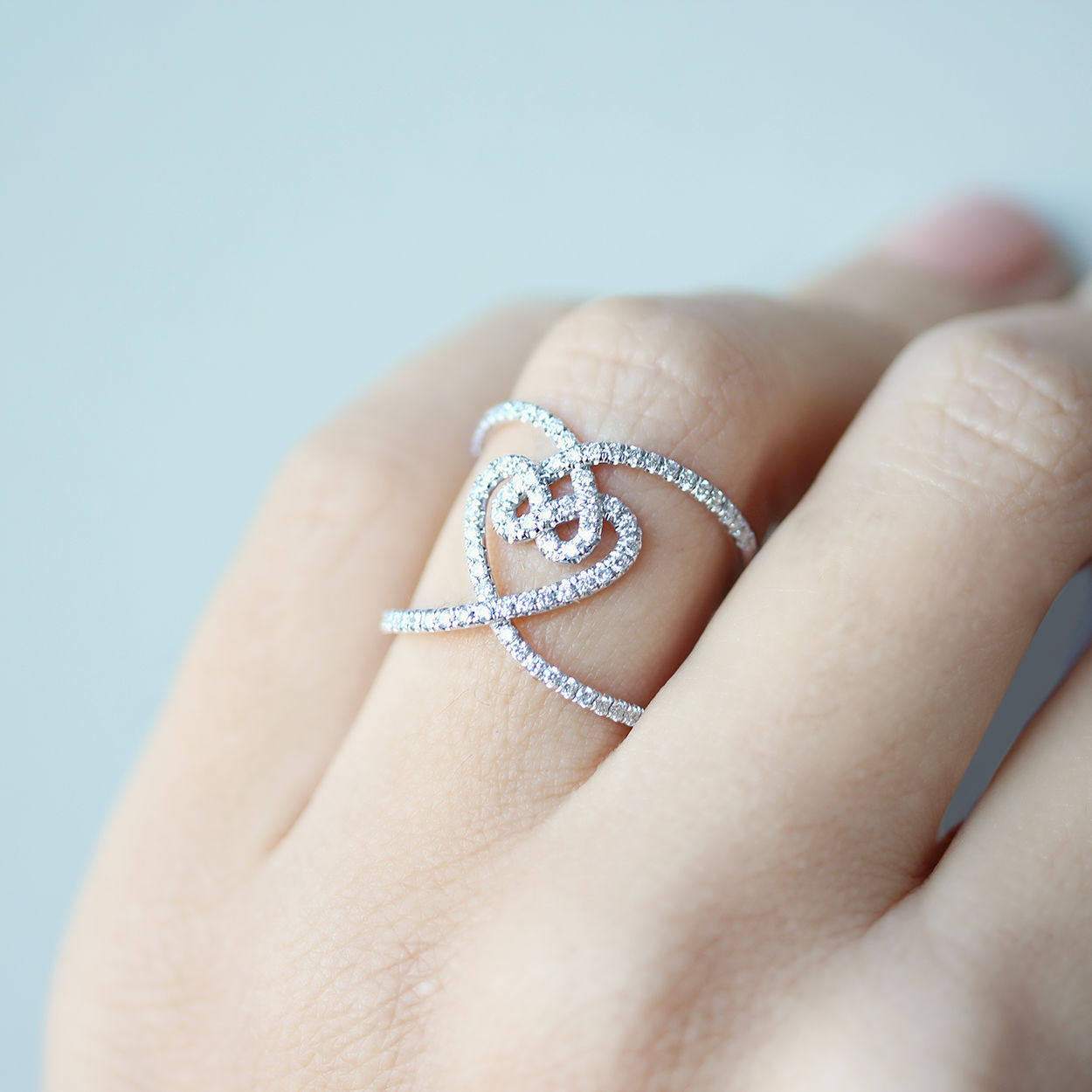 Hearts Lock Unique Statement, Wide Lace Diamond Ring - sillyshinydiamonds