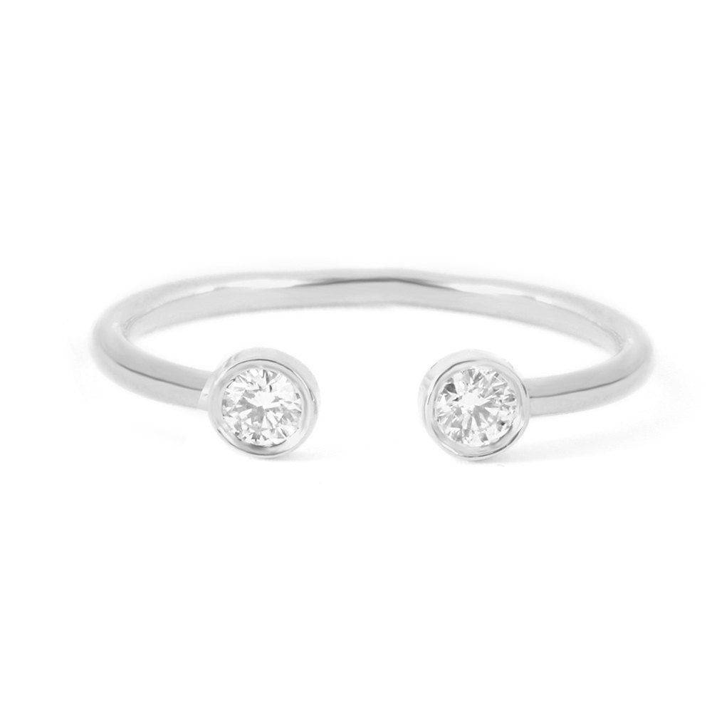 Two Diamond Cuff Ring - sillyshinydiamonds