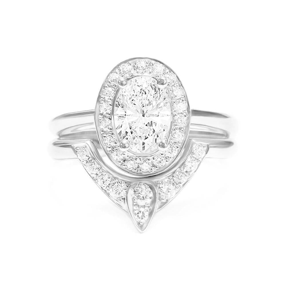 Oval Diamond 1.1ct Unique Engagement Rings Set, The 3rd Eye - sillyshinydiamonds