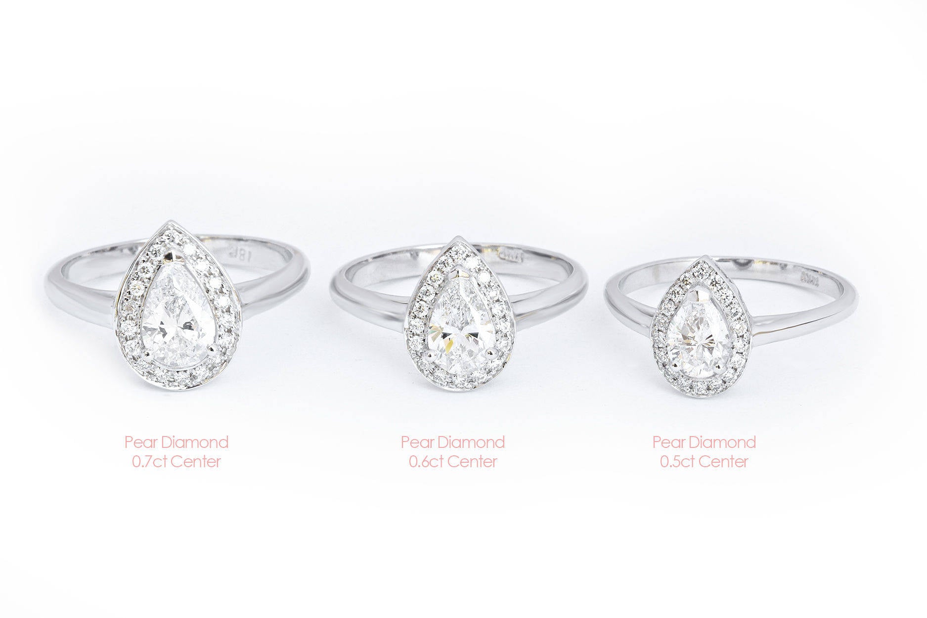 Pear Diamond Halo Wedding Ring Set - The 3rd Eye. Center 0.5 carat. TDW 0.7 carat - sillyshinydiamonds