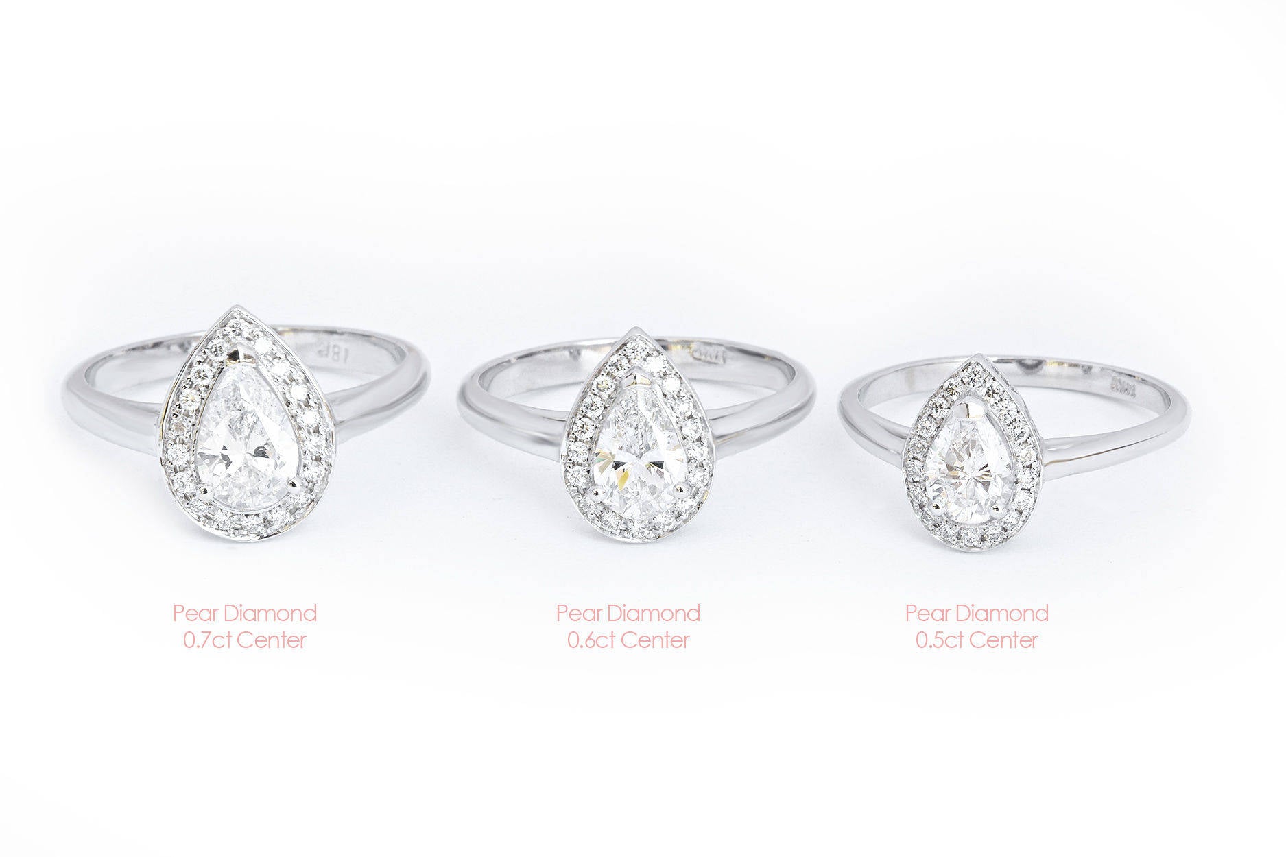 Pear Diamond Halo Wedding Ring Set - The 3rd Eye. Center 0.5 carat. TDW  0.7 carat - sillyshinydiamonds