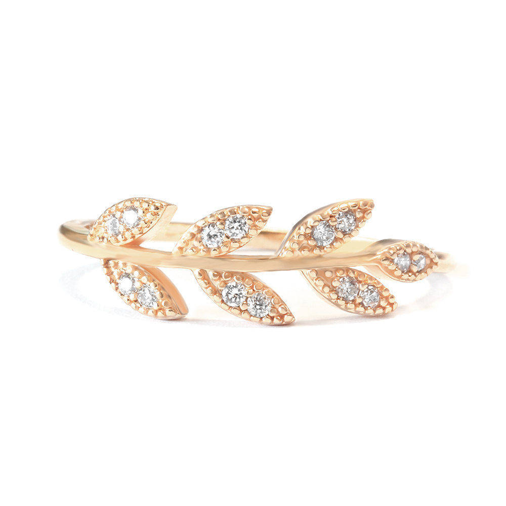 Diamond Leaves Twig Branch Wedding Band - sillyshinydiamonds