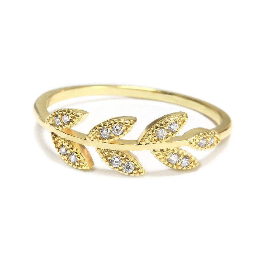 Diamond Leaves Twig Branch Wedding Band - sillyshinydiamonds