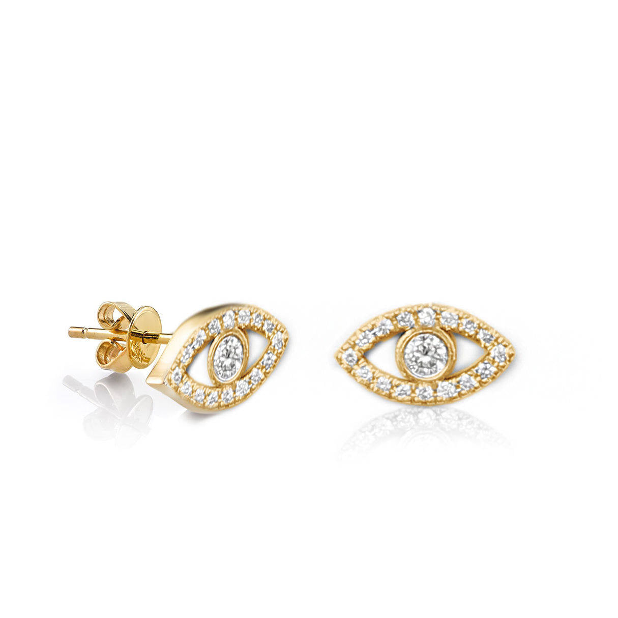 Tiny Evil Eye Diamond Stud Earings - sillyshinydiamonds