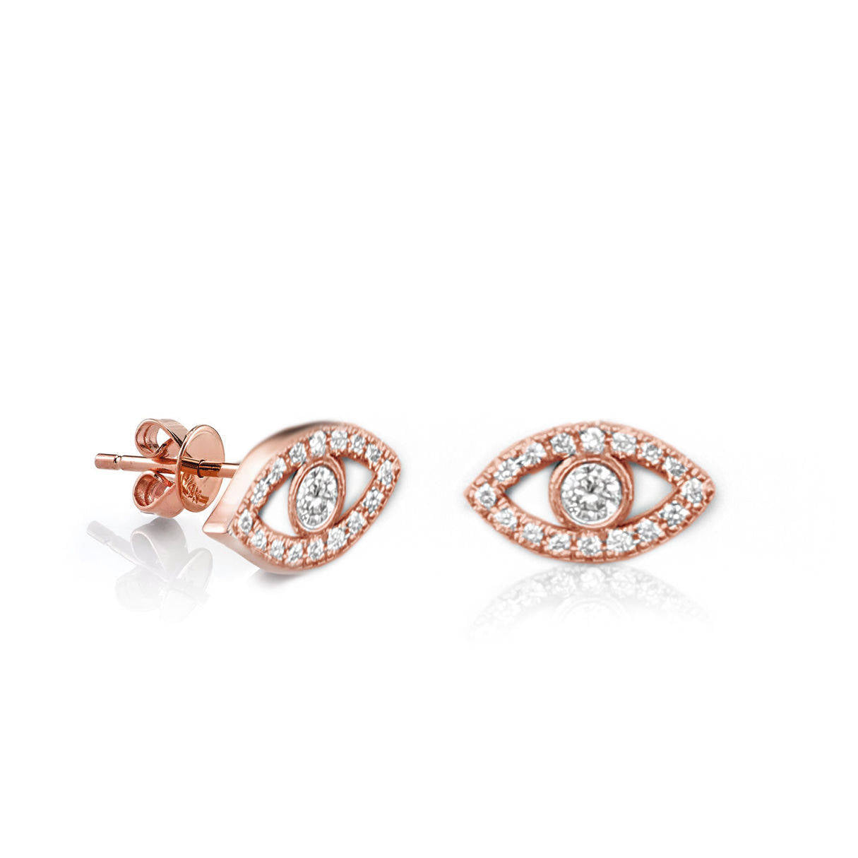 Tiny Evil Eye Diamond Stud Earings - sillyshinydiamonds