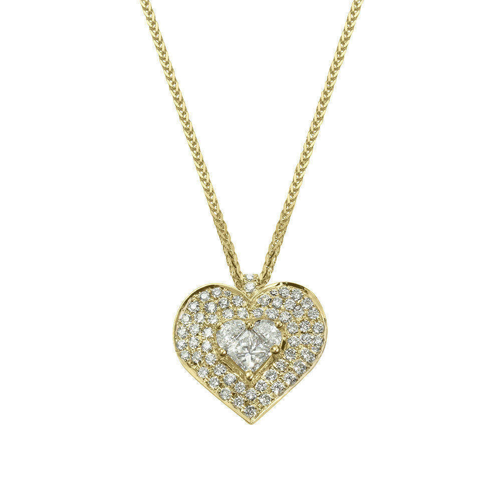 Lady Heart Diamond Double Halo Necklace - sillyshinydiamonds