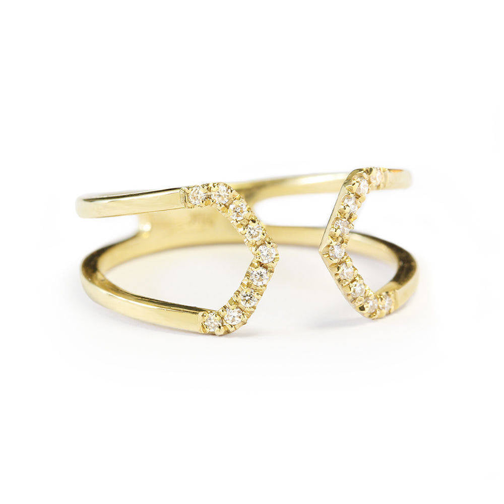 Tapered Diamond Cuff Ring - sillyshinydiamonds