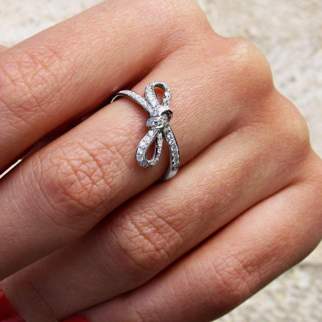 Tie The Pretty Knot, Bow Diamond Wedding Ring - sillyshinydiamonds