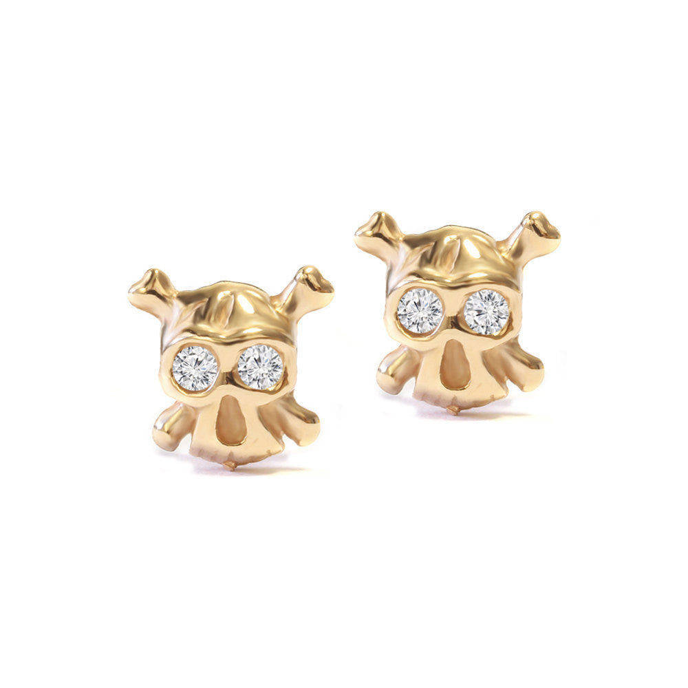 Tiny Skulls Diamond Eyes Stud Earrings - sillyshinydiamonds