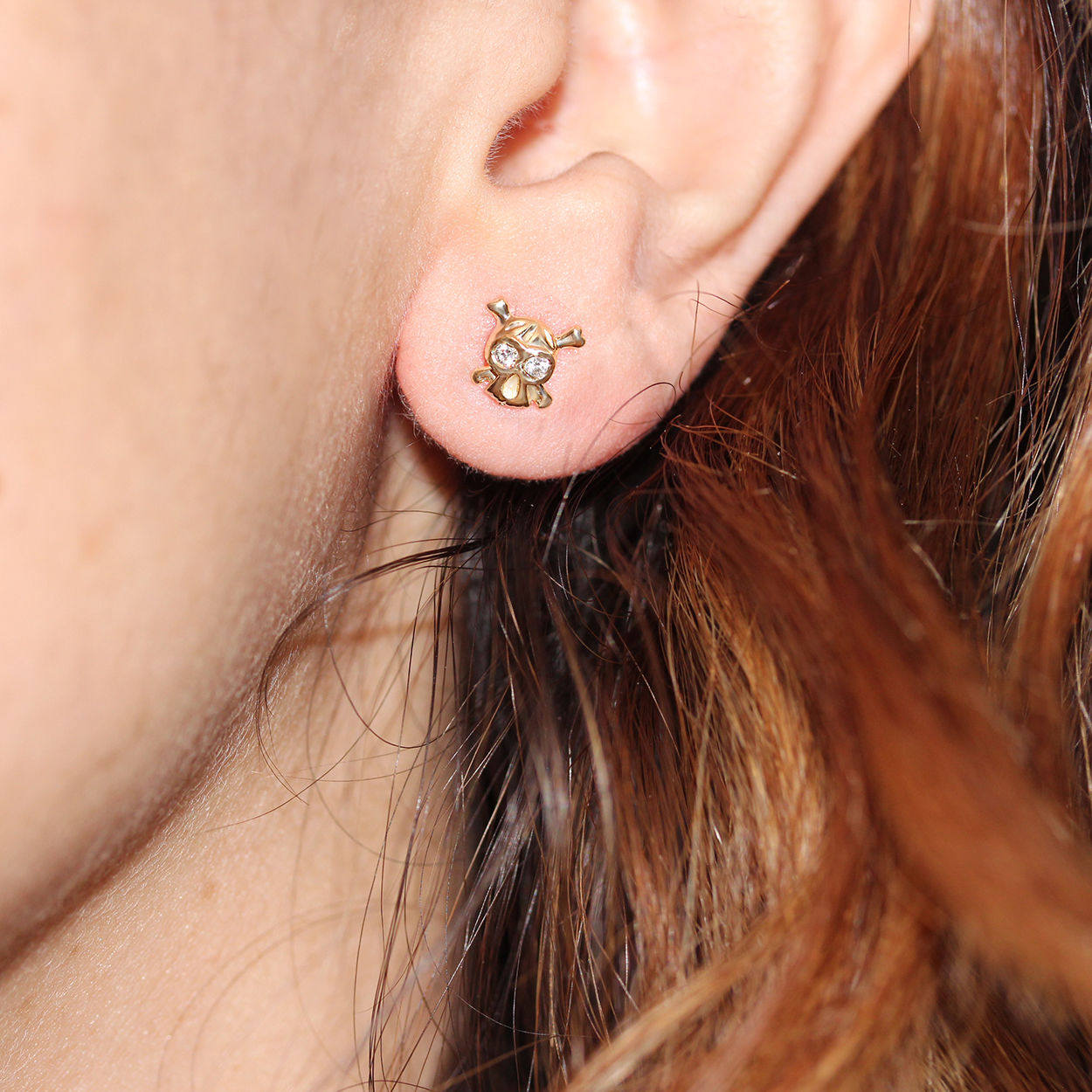 Tiny Skulls Diamond Eyes Stud Earrings - sillyshinydiamonds