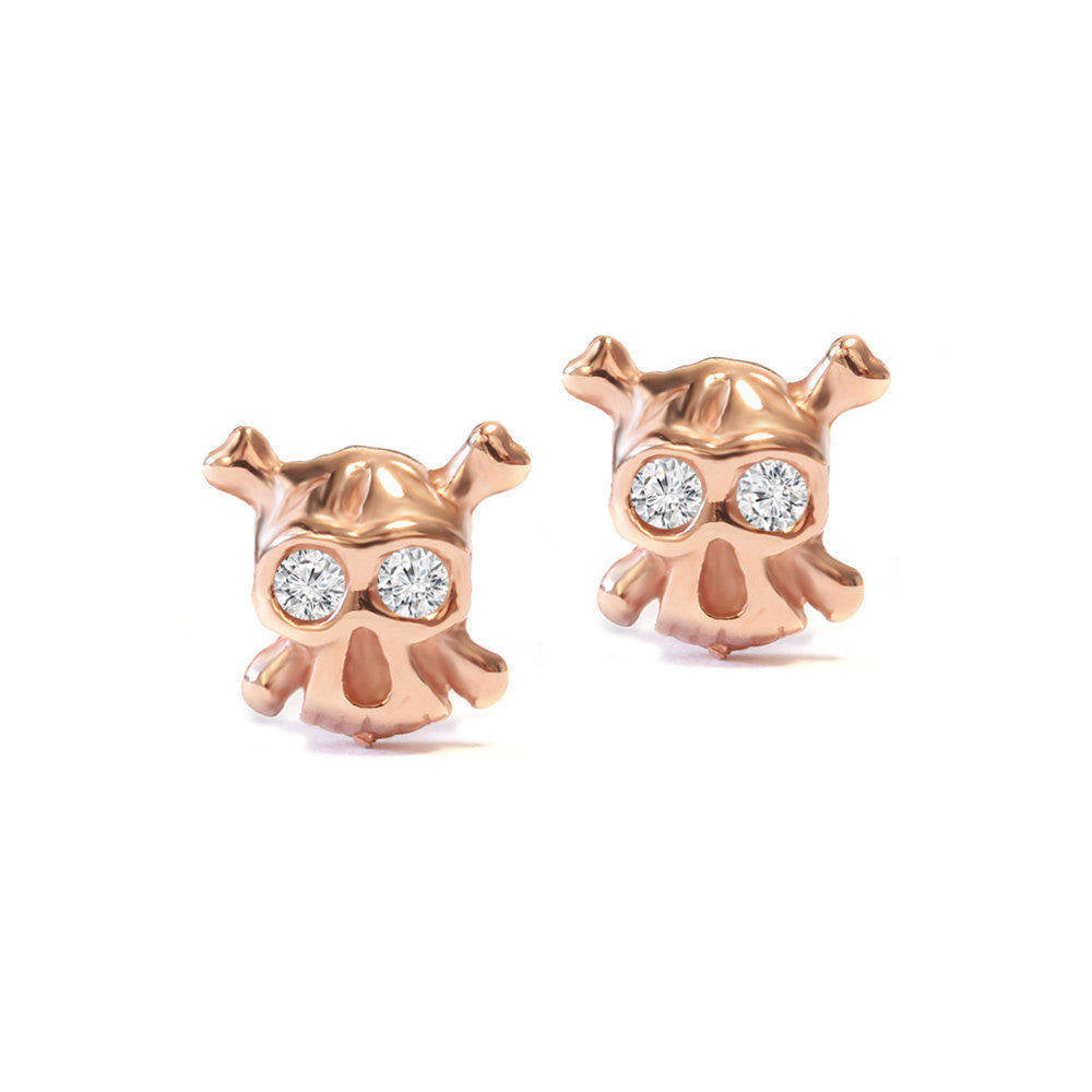 Tiny Skulls Diamond Eyes Stud Earrings - sillyshinydiamonds