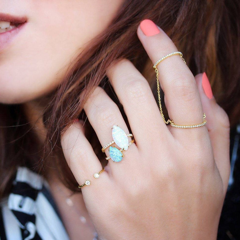 Zen Garden Double Ring Chain Diamond Ring - sillyshinydiamonds