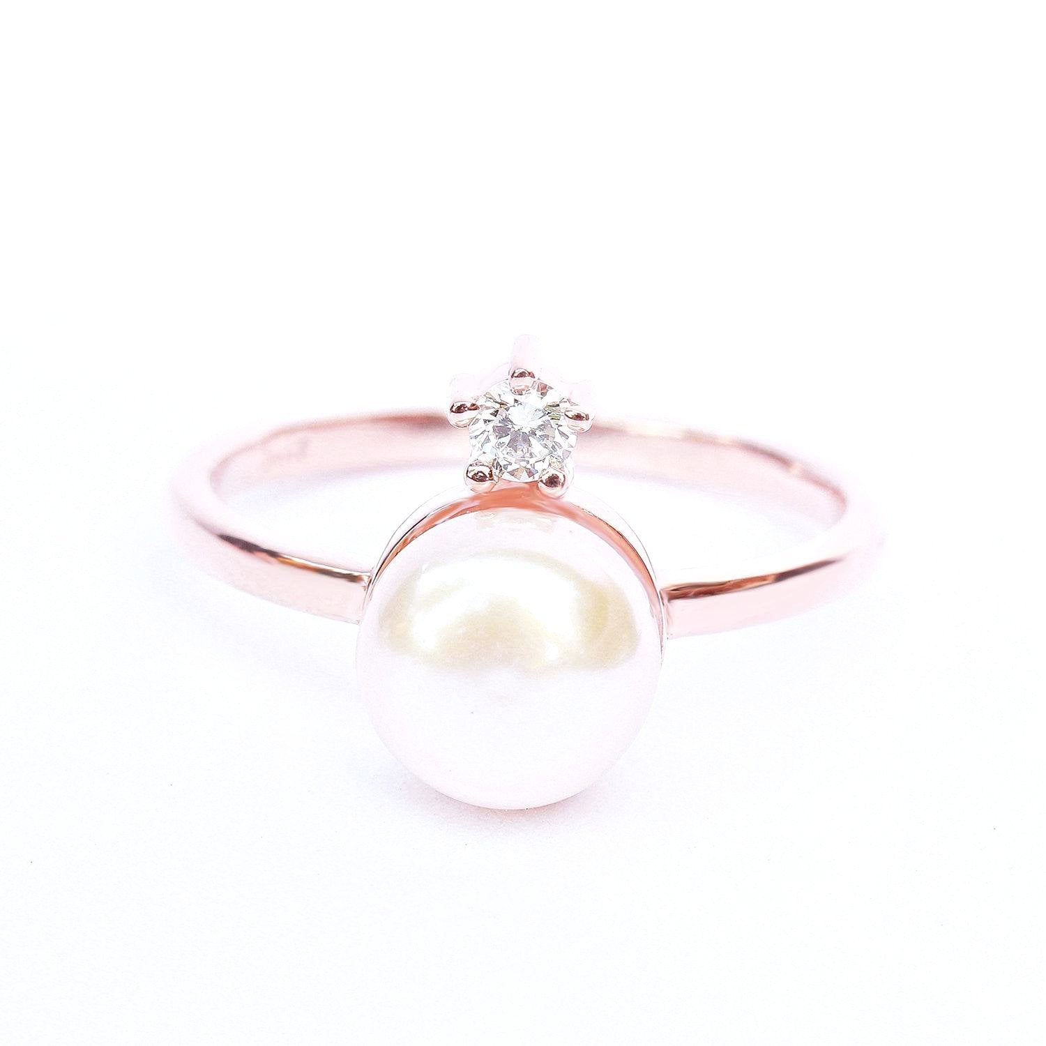 Pearl & Diamond Minimal Promise Rings - sillyshinydiamonds