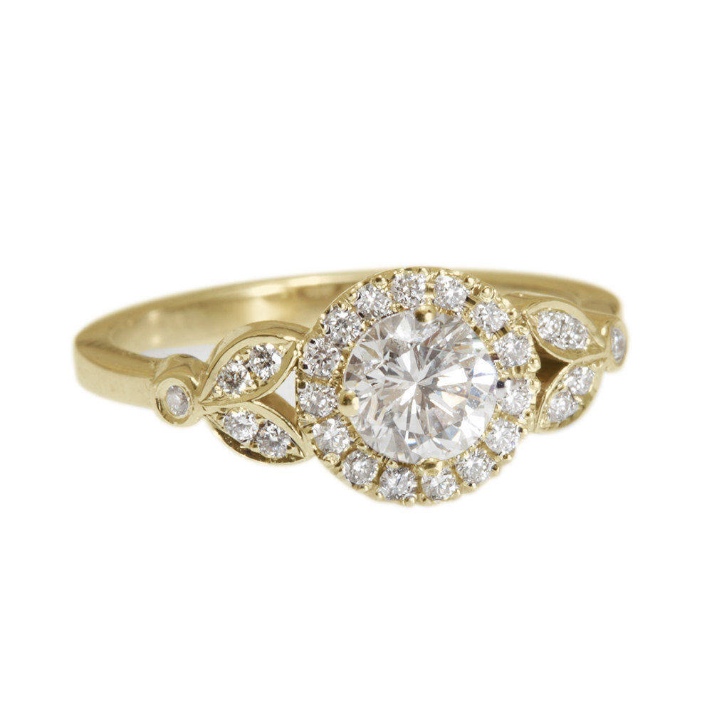 Rome Diamond 0.65ct Halo Unique Engagement Ring - sillyshinydiamonds