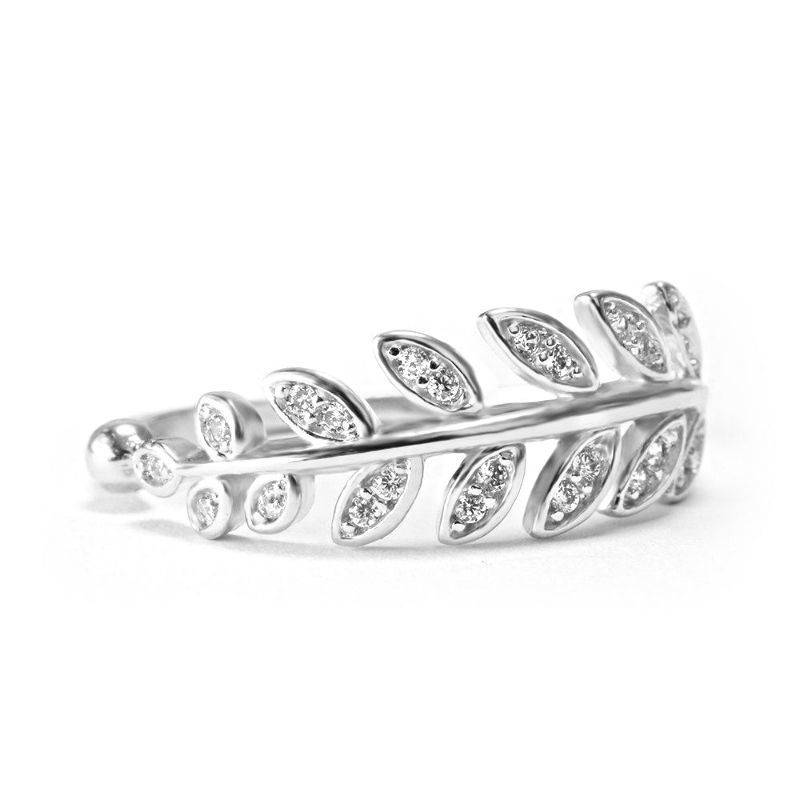 Olive Branch Diamond Leaves Cuff Ring - sillyshinydiamonds