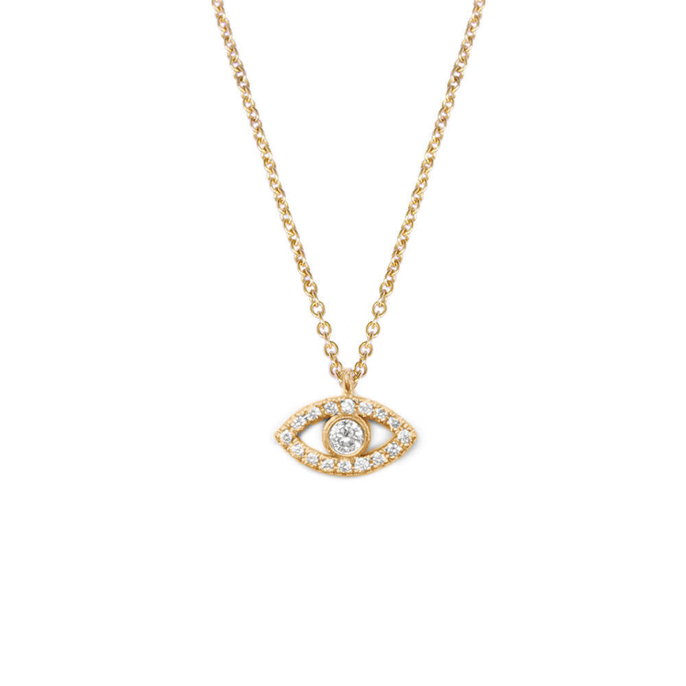 Tiny Evil Eye Diamond Necklace - sillyshinydiamonds