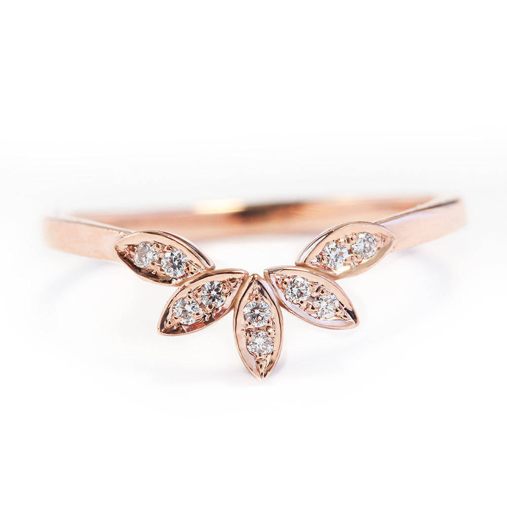 5 Leaves Nesting Diamond Wedding Ring - sillyshinydiamonds