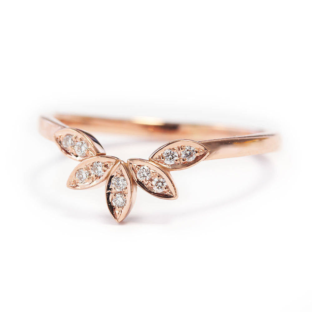 5 Leaves Nesting Diamond Wedding Ring - sillyshinydiamonds