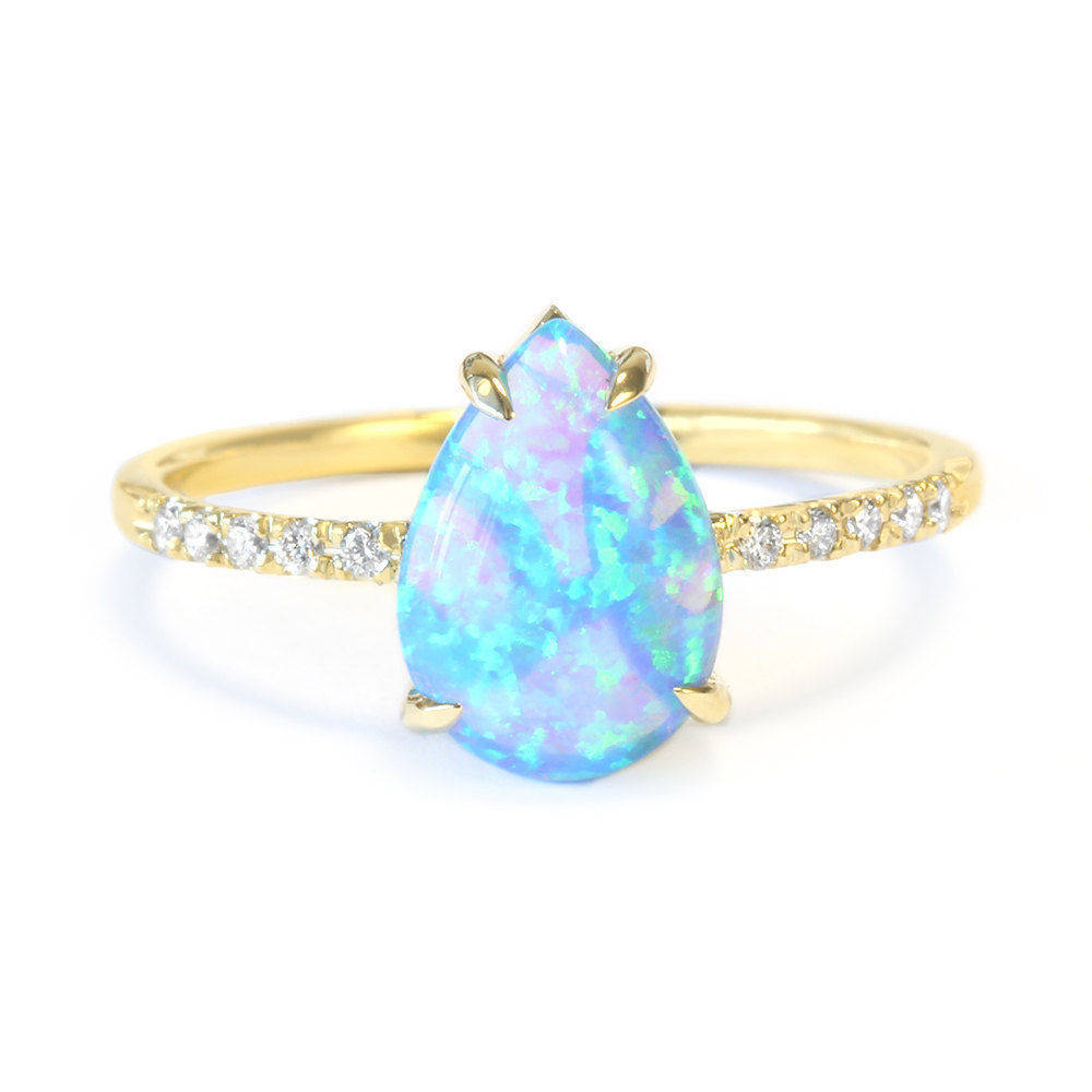 Xo Pear Opal & Diamonds Ring - sillyshinydiamonds