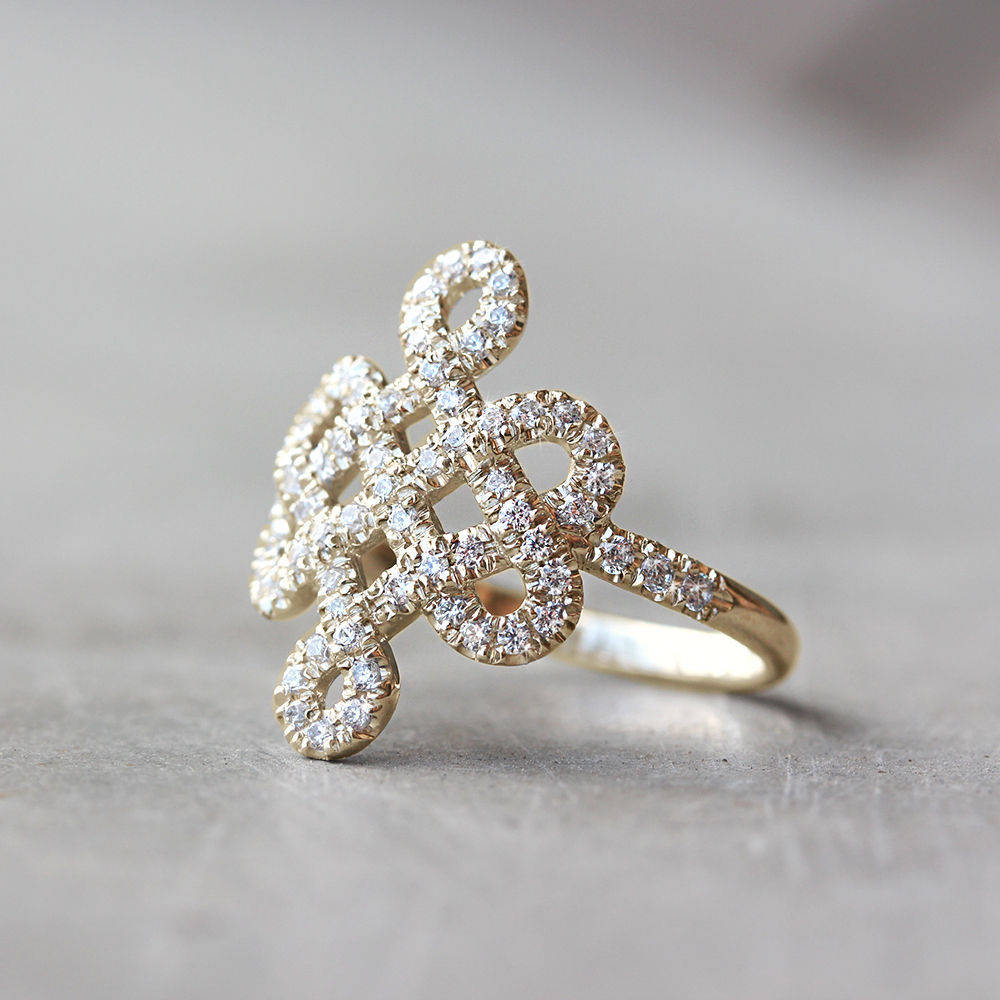 Tibetan endless love Knot Lace Diamond Ring - sillyshinydiamonds