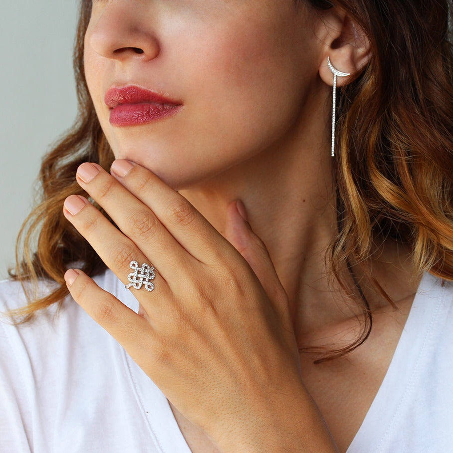 Tibetan endless love Knot Lace Diamond Ring - sillyshinydiamonds