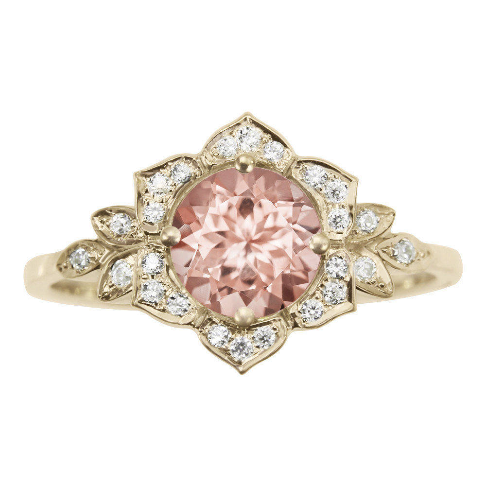 Lily Flower Morganite Engagement Ring - sillyshinydiamonds