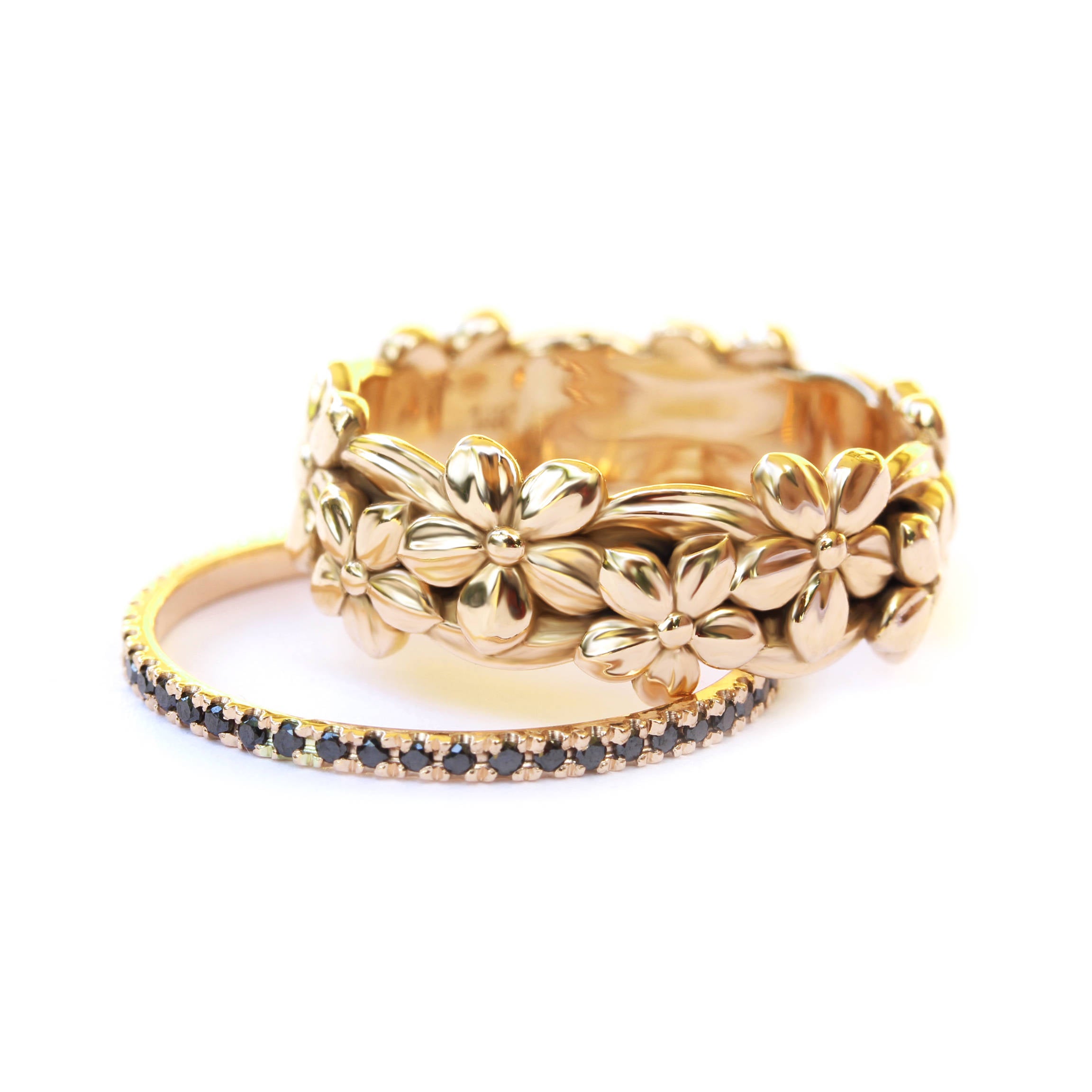 Floral Jungle Gold Wedding Band - sillyshinydiamonds