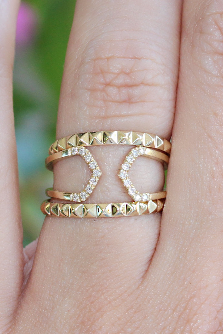 Tapered Diamond Cuff Ring - sillyshinydiamonds