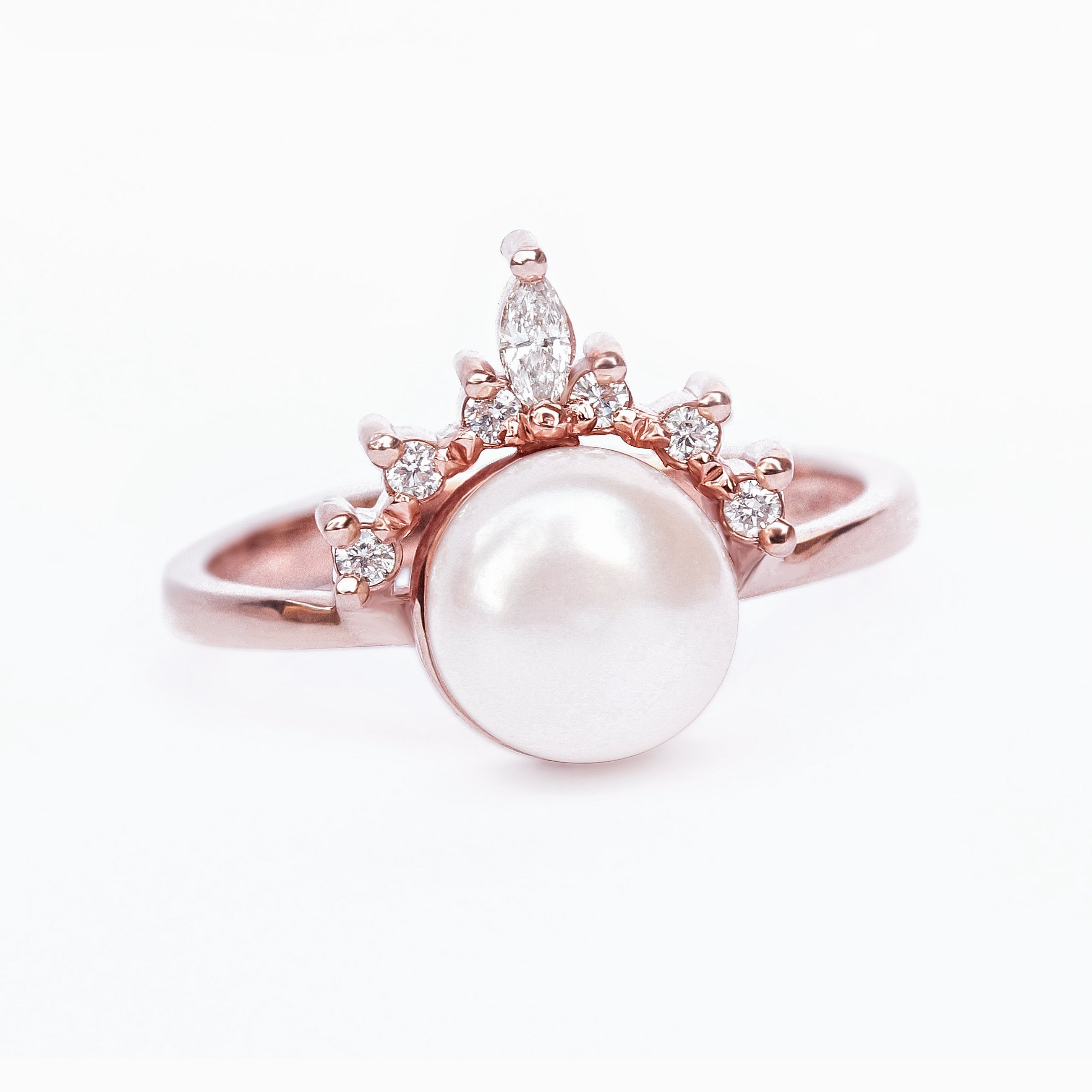 Romi Pearl & Diamonds Ring - sillyshinydiamonds