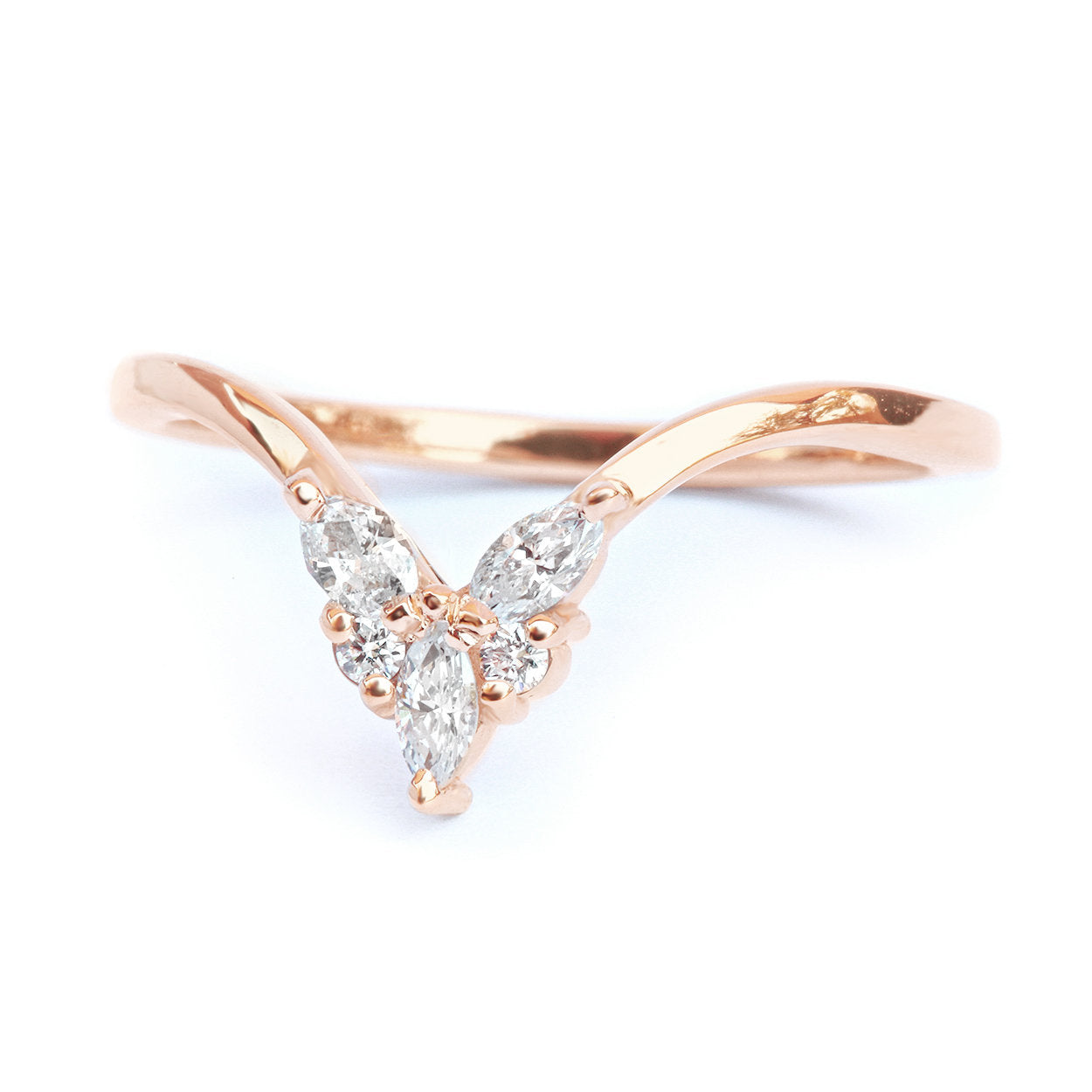 Cupid, 0.2 carat Gold & Diamonds Chevron V Nesting Ring - sillyshinydiamonds