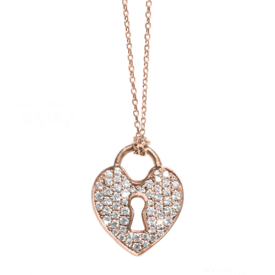 Heart Lock Diamond Pendant Necklace - sillyshinydiamonds