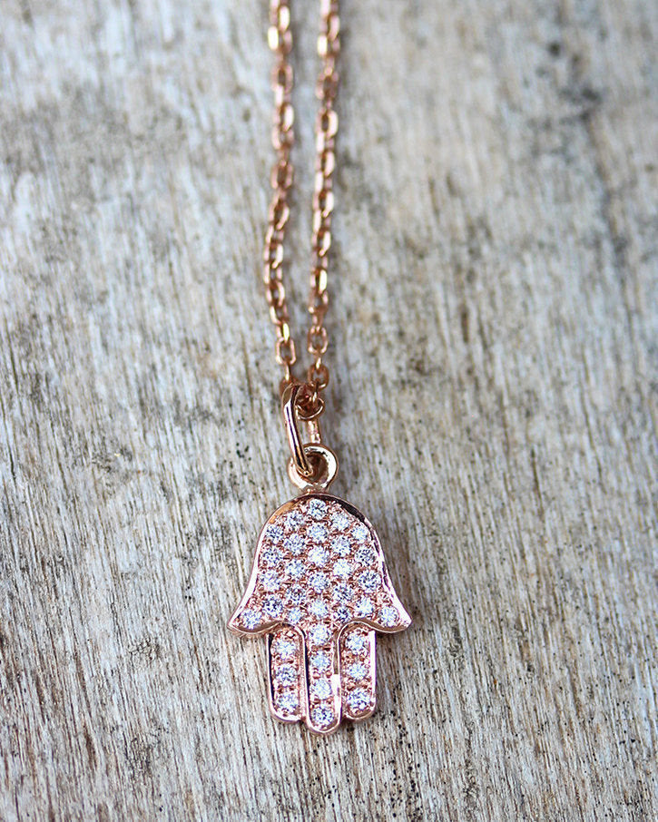 Diamond Hamsa Pendant Necklace, Evil Eye Fine Jewelry - sillyshinydiamonds