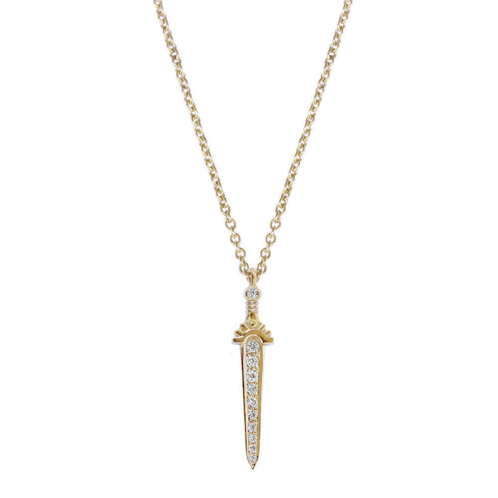 King Arthur Dagger sword diamond pendant necklace - sillyshinydiamonds