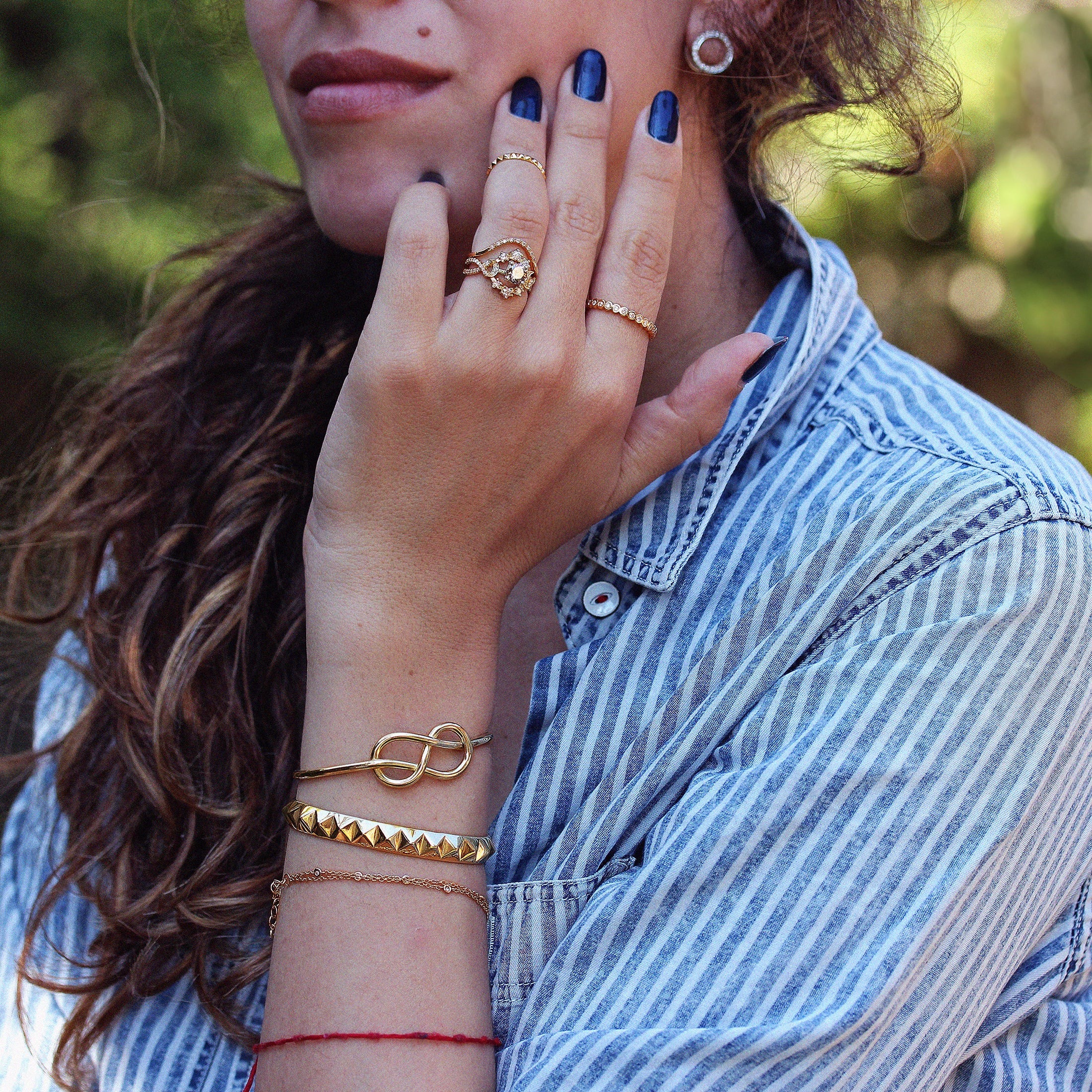 Pyramid Gold Cuff Bangle - sillyshinydiamonds