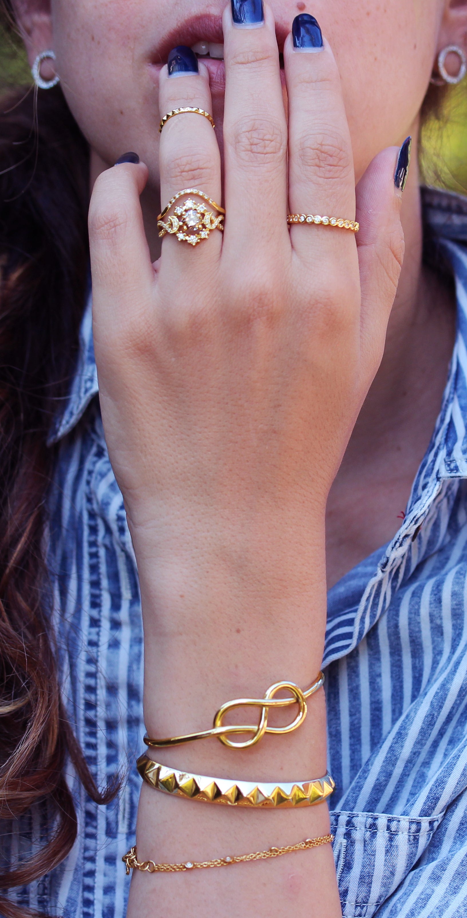 Pyramid Gold Cuff Bangle - sillyshinydiamonds