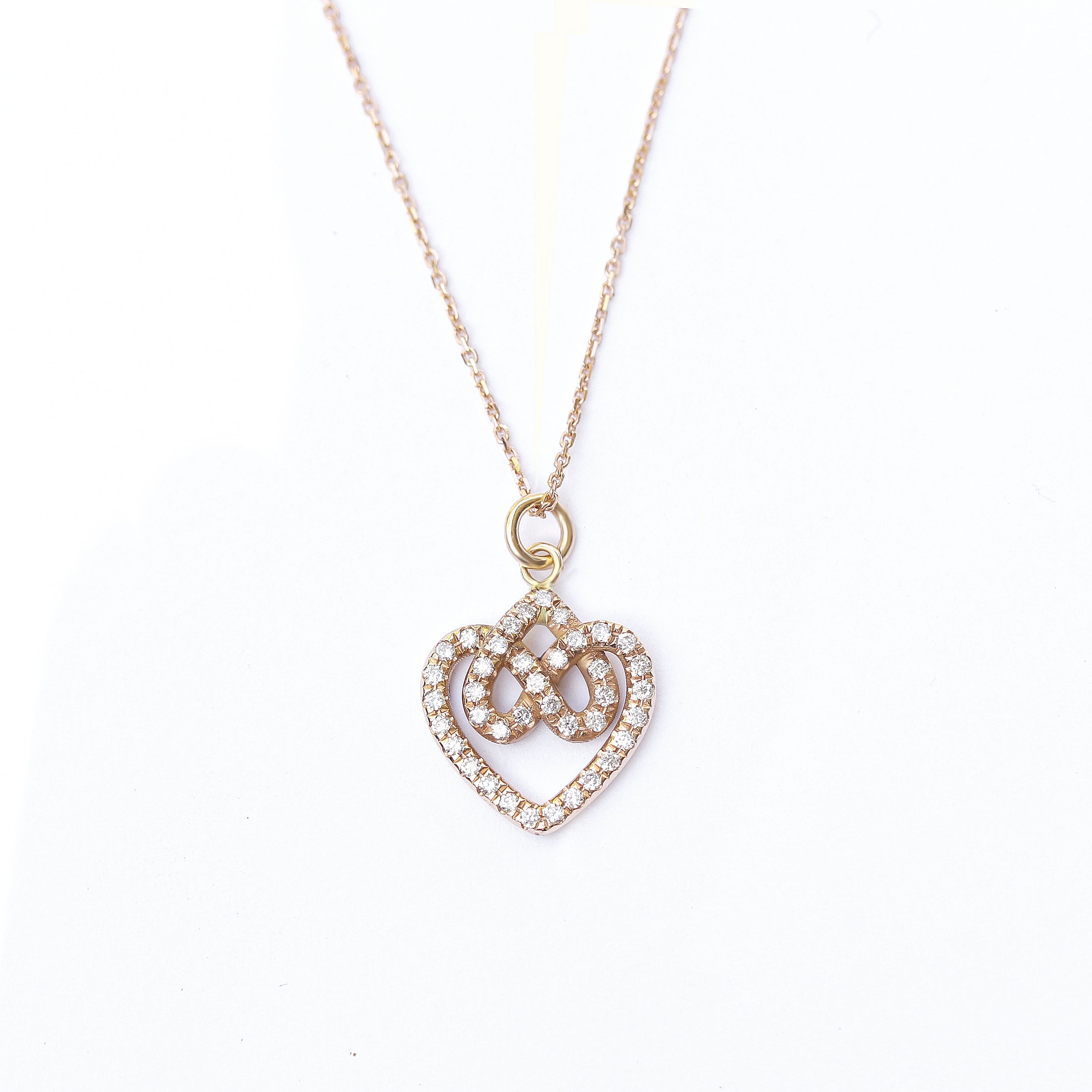 Infinity hearts lock knot dainty diamond pendant necklace - sillyshinydiamonds