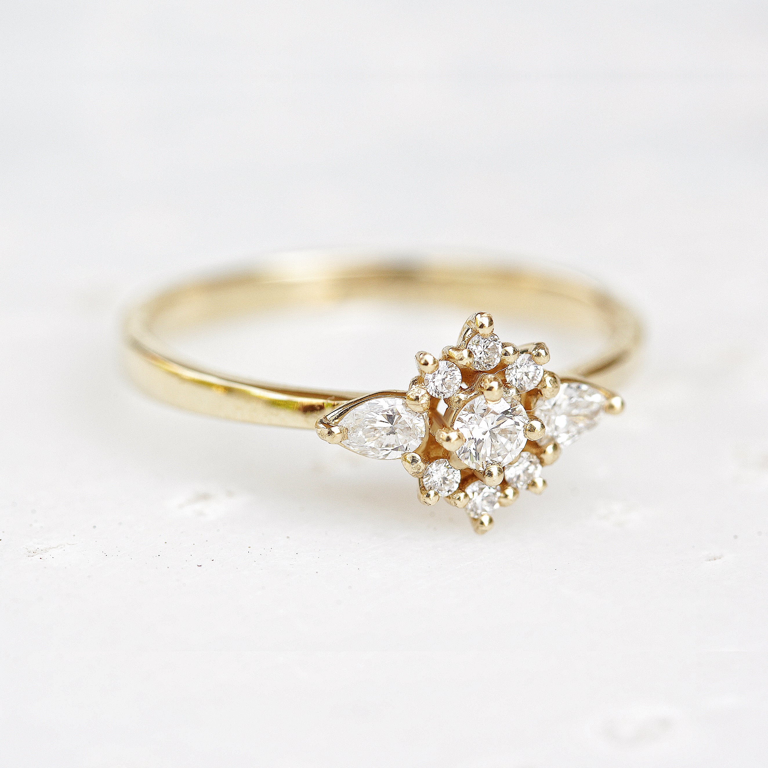 Iris flower dainty engagement ring - sillyshinydiamonds