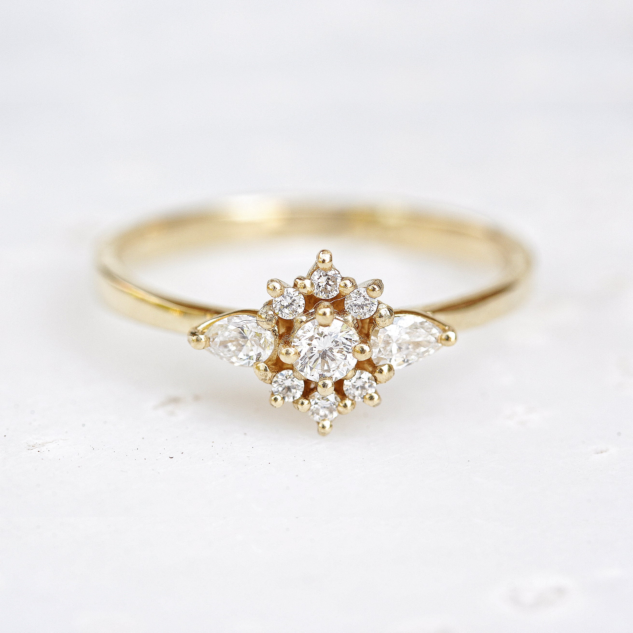 Iris flower dainty engagement ring - sillyshinydiamonds