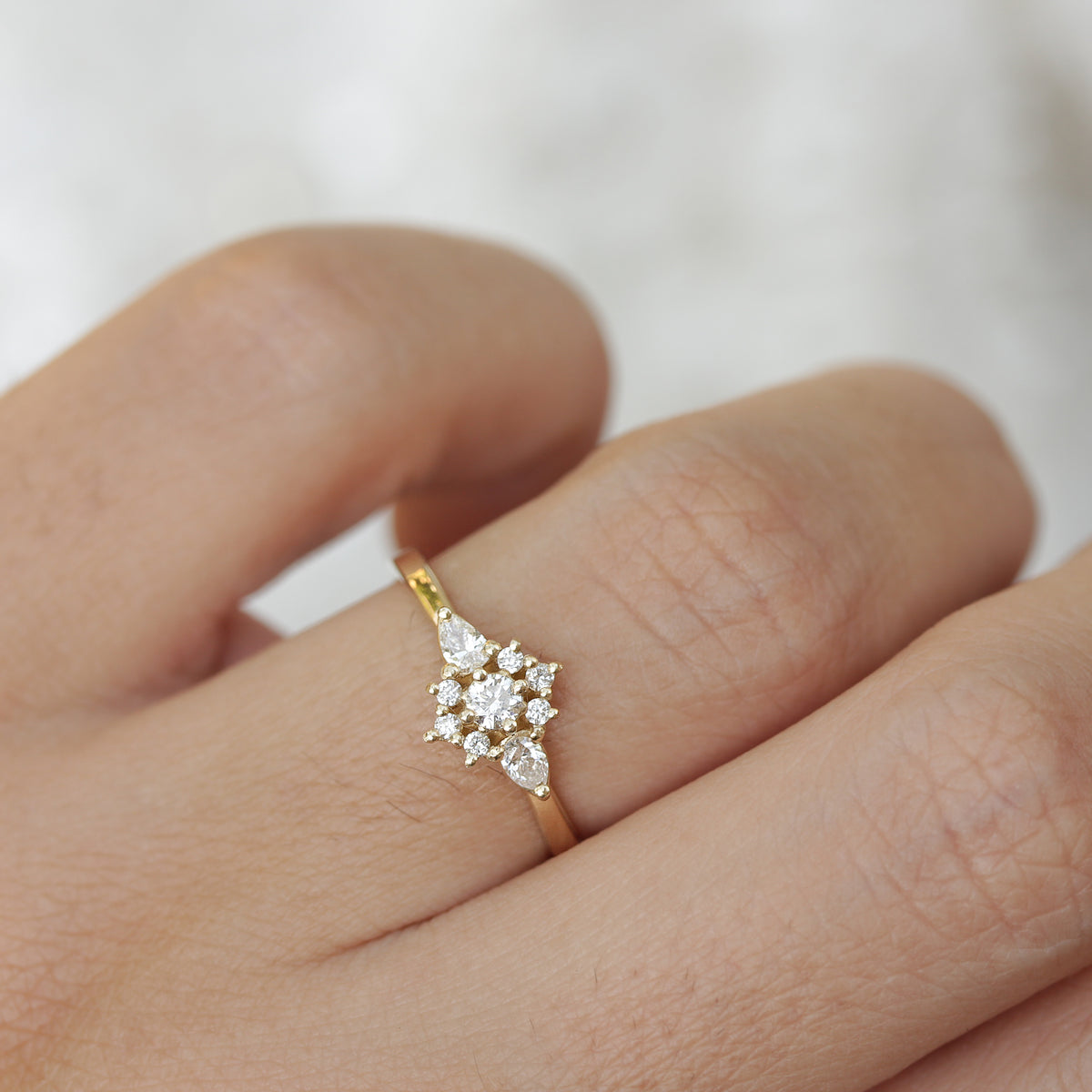 Iris flower dainty engagement ring ♥ - sillyshinydiamonds