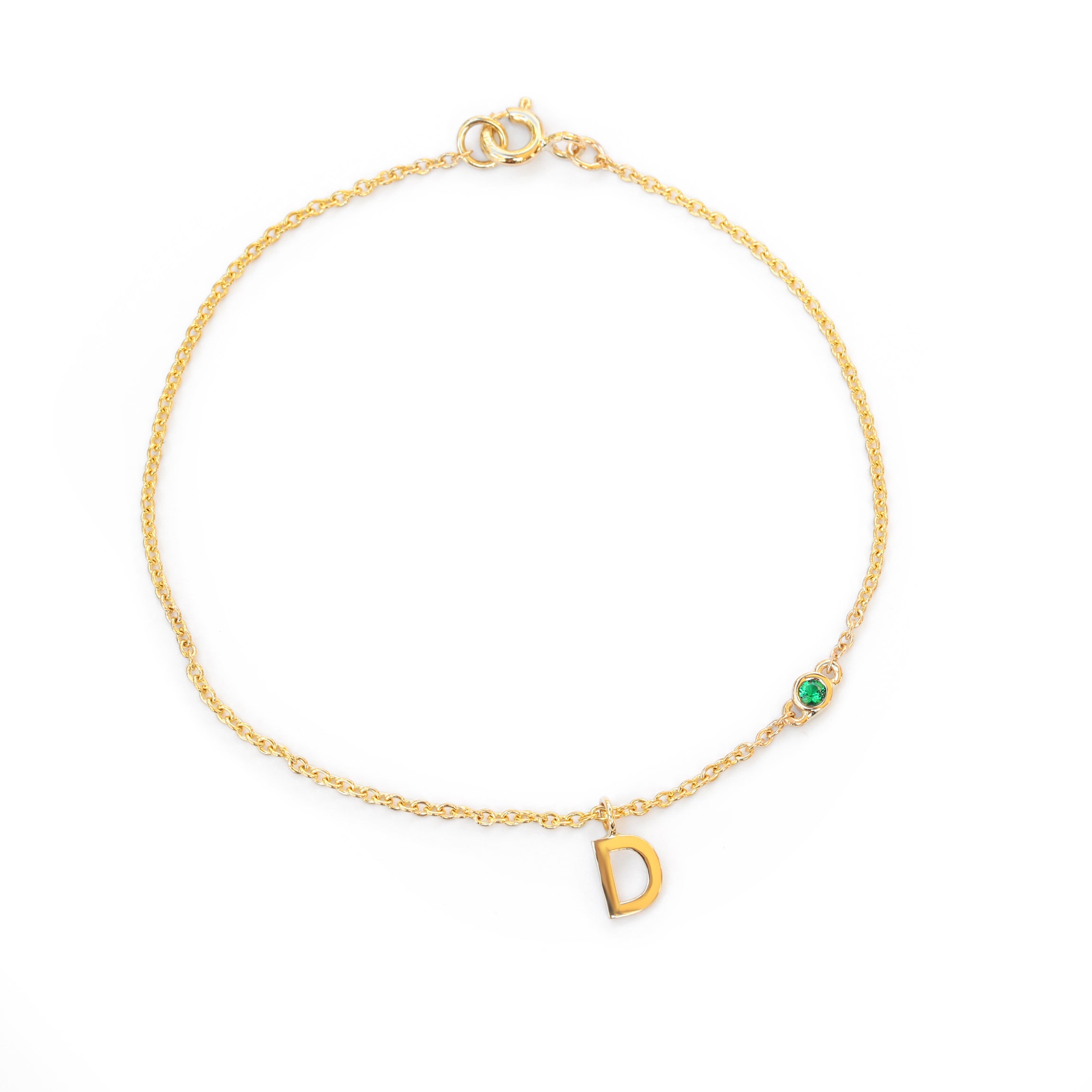 Mini Initial Letter Personalized Bracelet / Necklace 14K Gold with Diamond / Birthstone