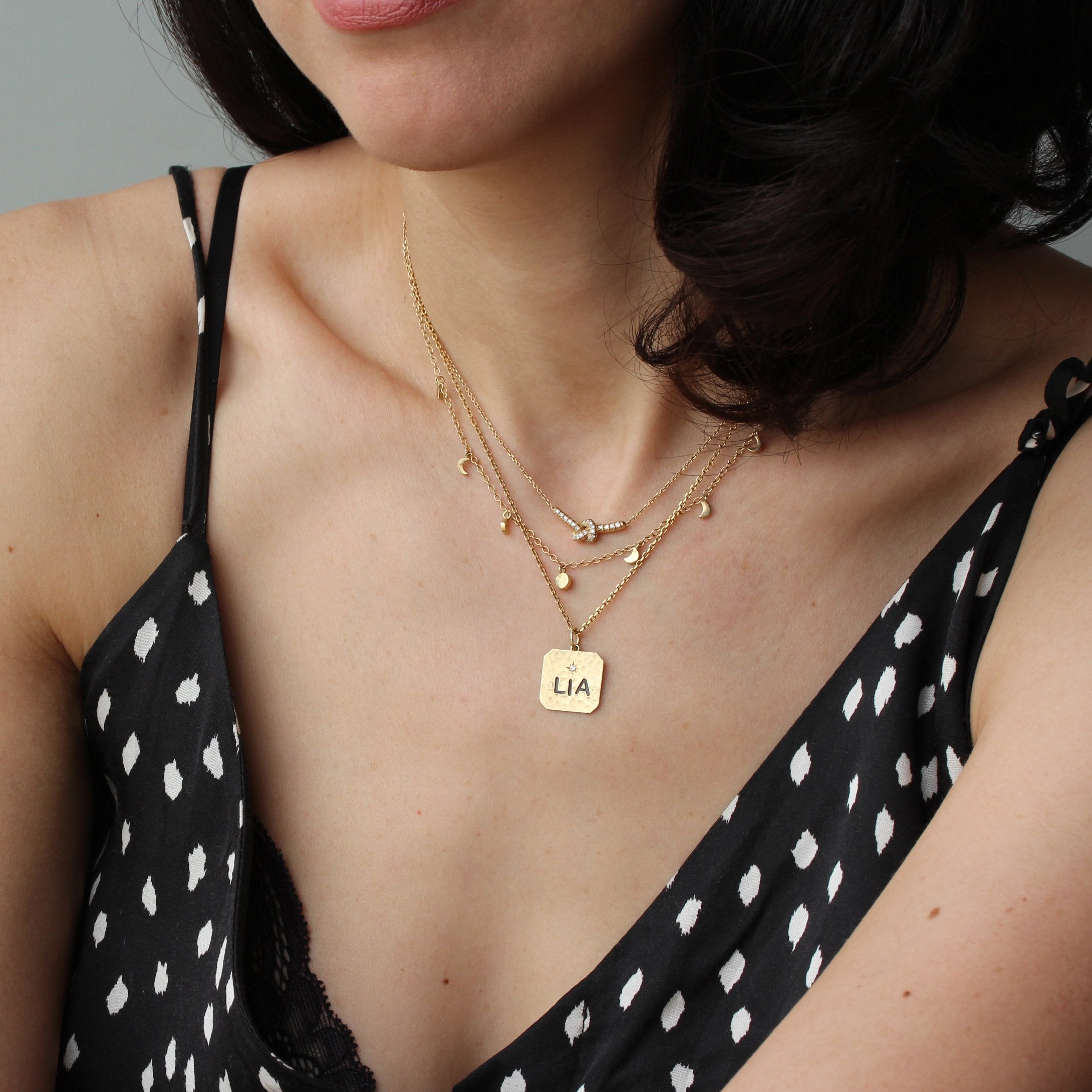 Large Name Texture Square Pendant