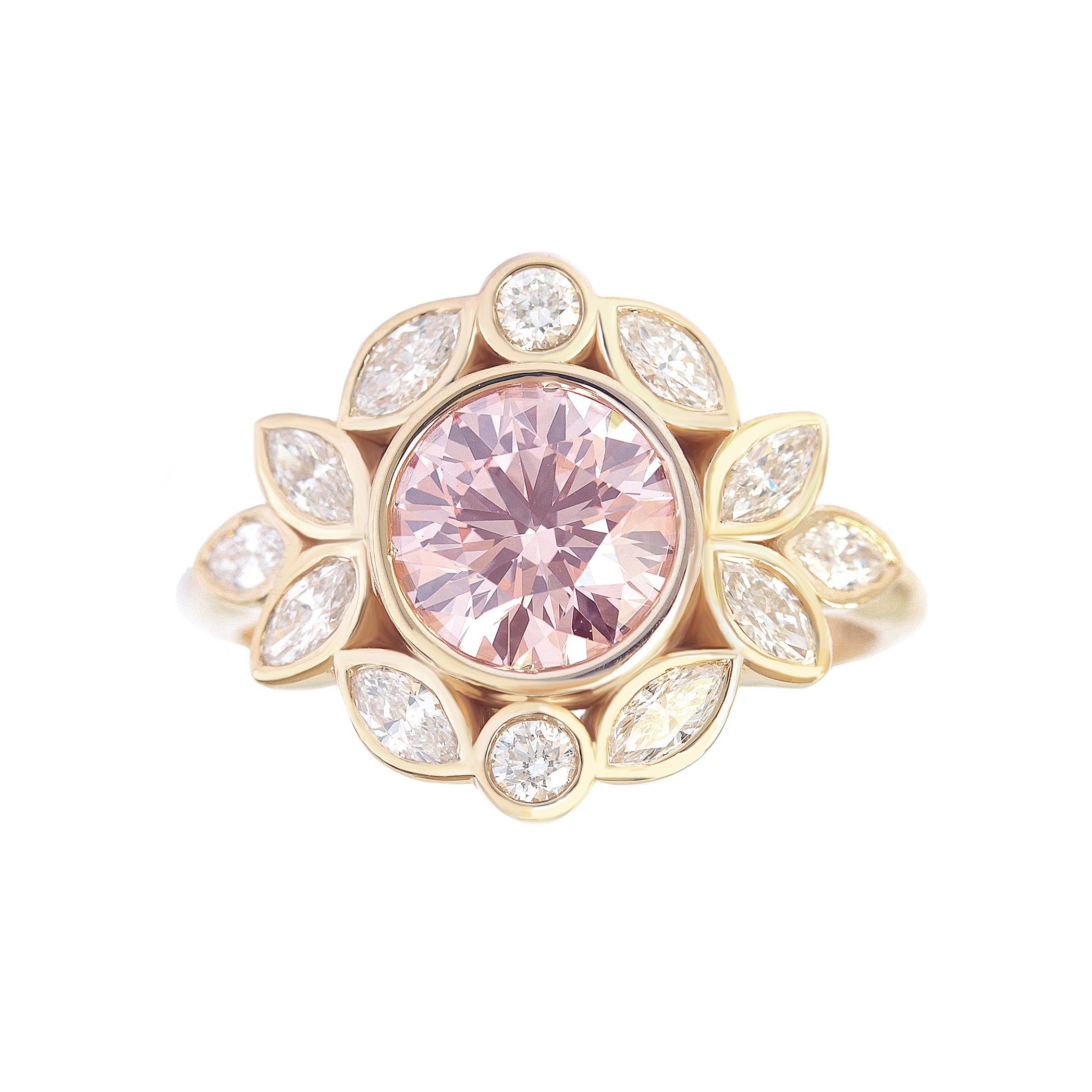 Pink Diamond Bezel Engagement Ring "Lily Emma"