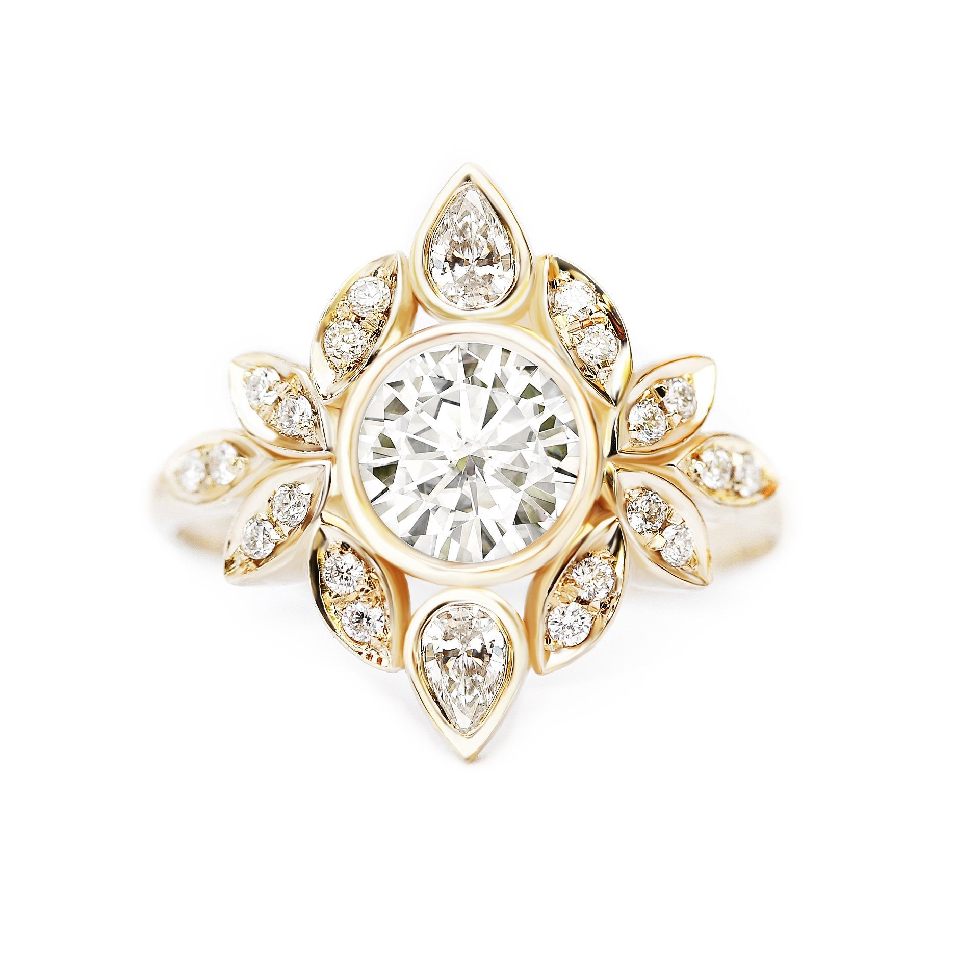 טבעת אירוסין יהלום פרח, שושן טבעת יהלום שושן #5 ♥