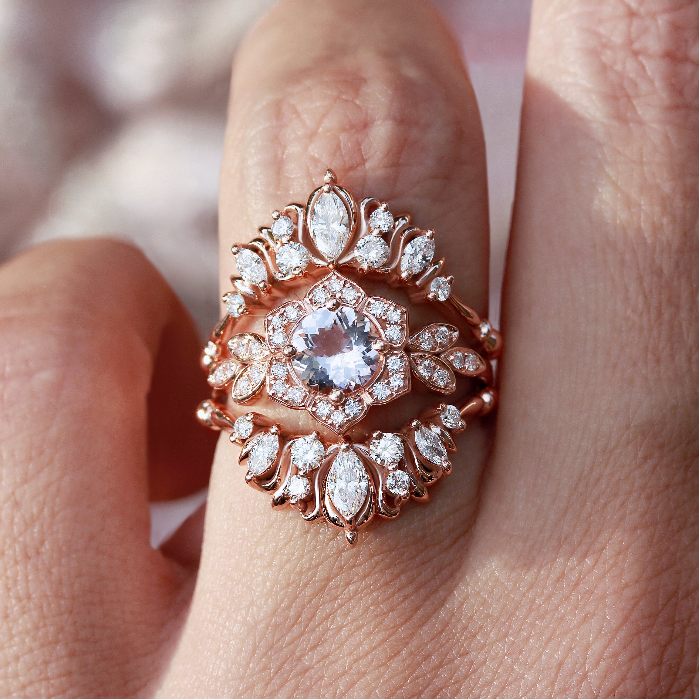 Lily Flower Morganite Engagement Ring