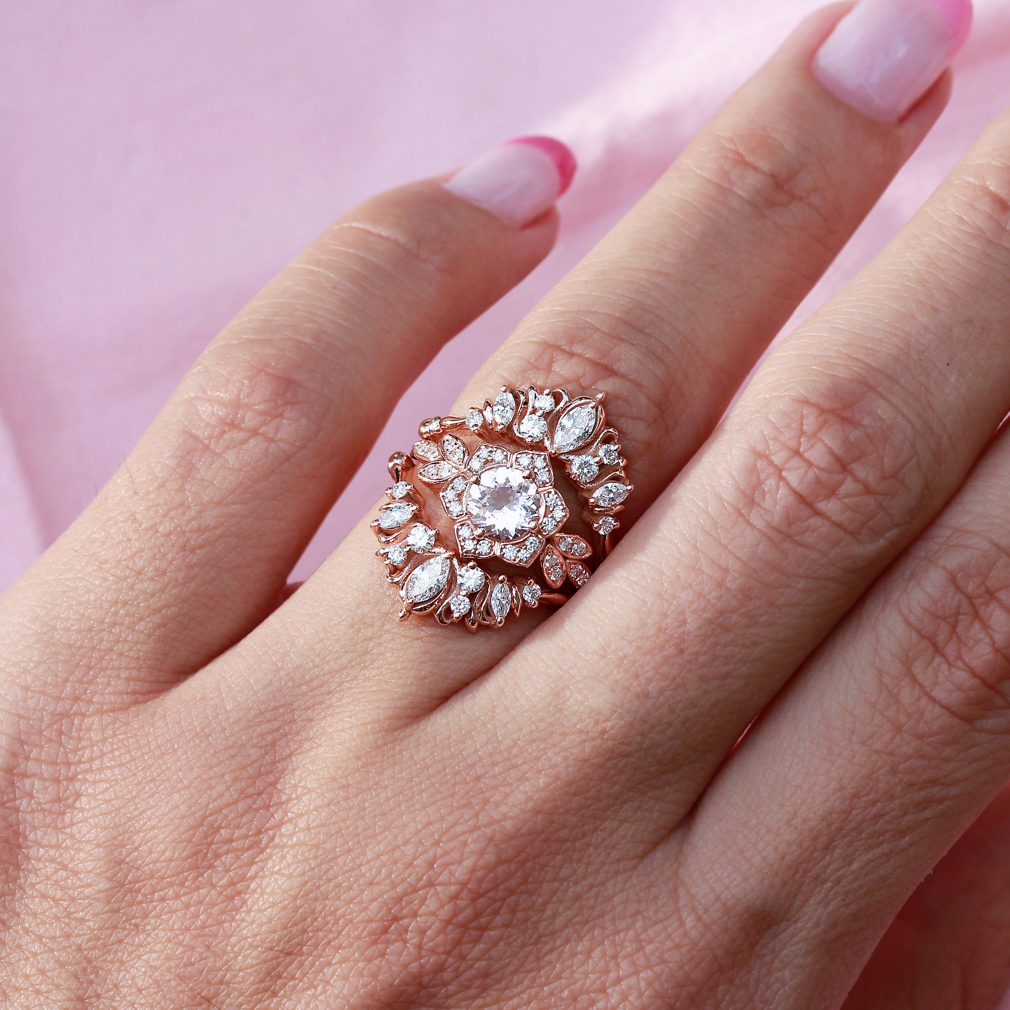 Lily Flower Morganite Engagement Ring