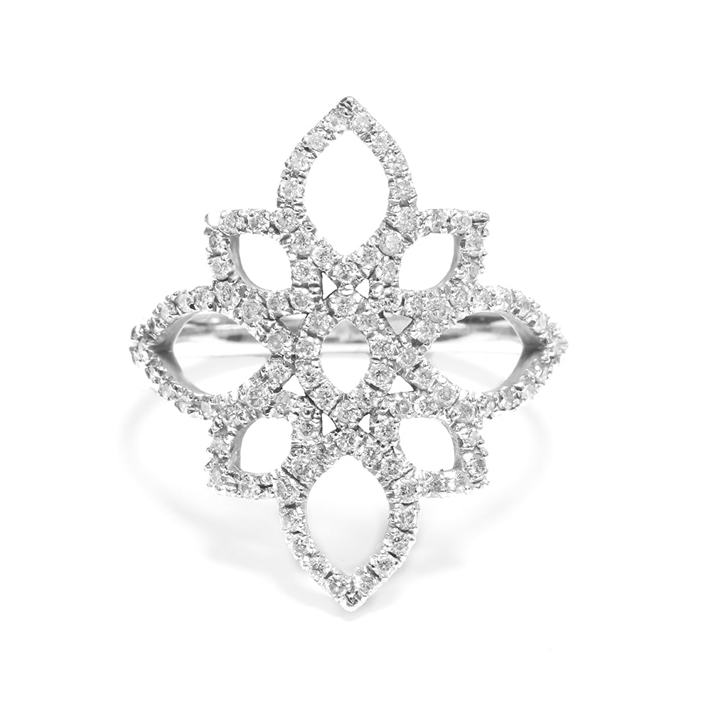 Lotus 0.5 carat Statement Lace Diamond Ring - sillyshinydiamonds