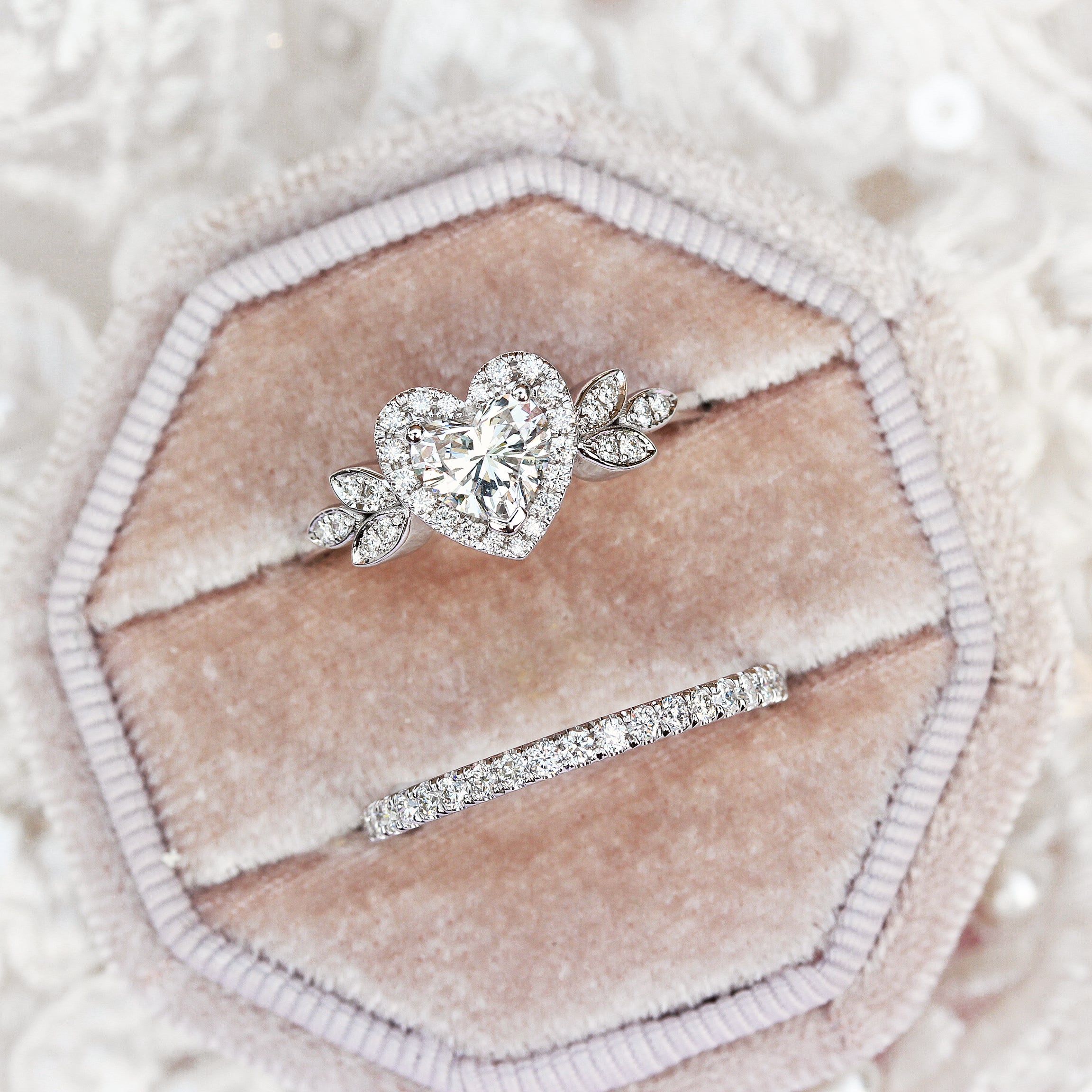 Blossom Heart Diamond Halo Unique Engagement Ring - sillyshinydiamonds